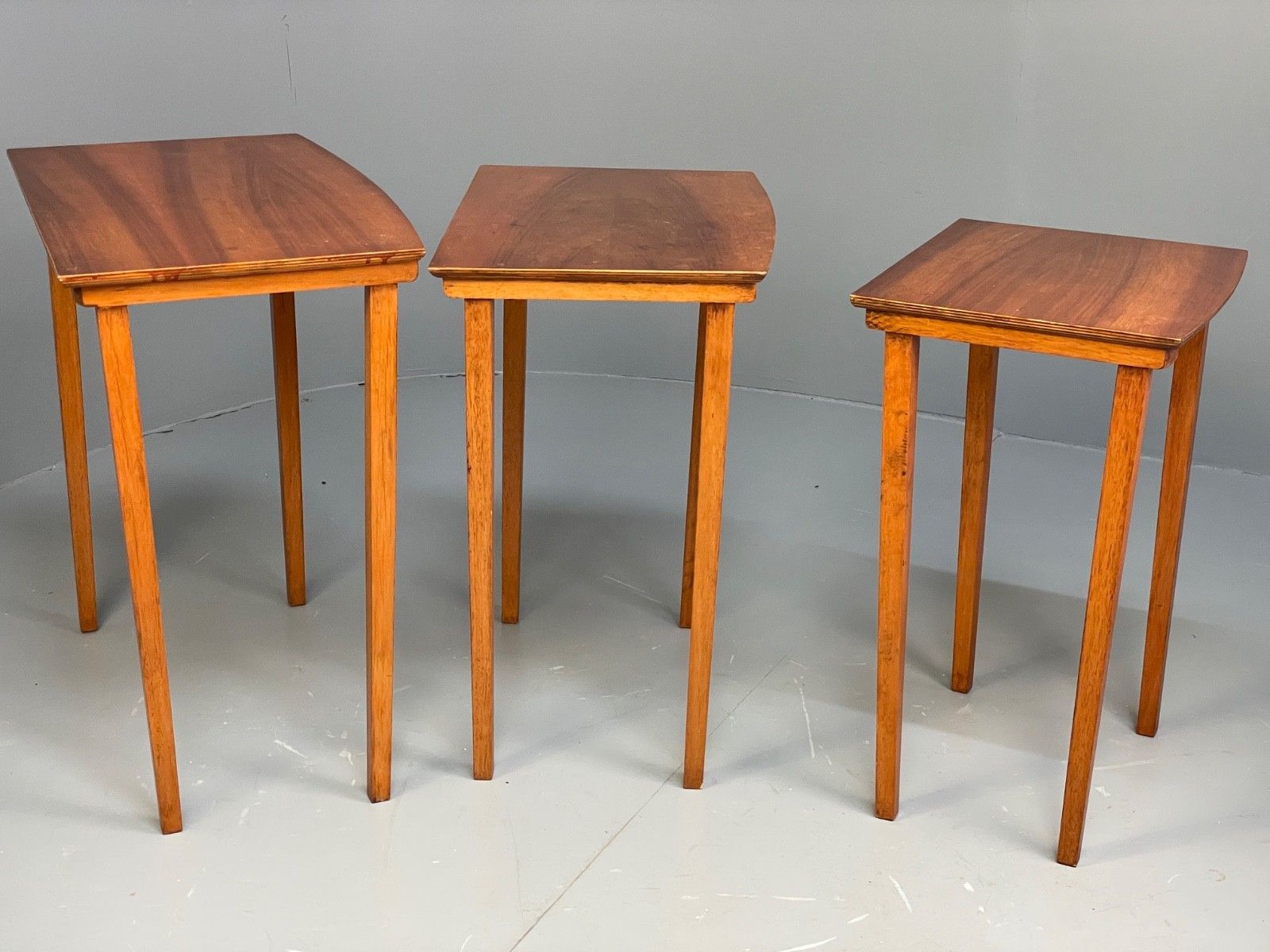 Furniture Vintage Walnut Nesting Tables Plywood 1970s Retro Eb10238 Mwoo photo