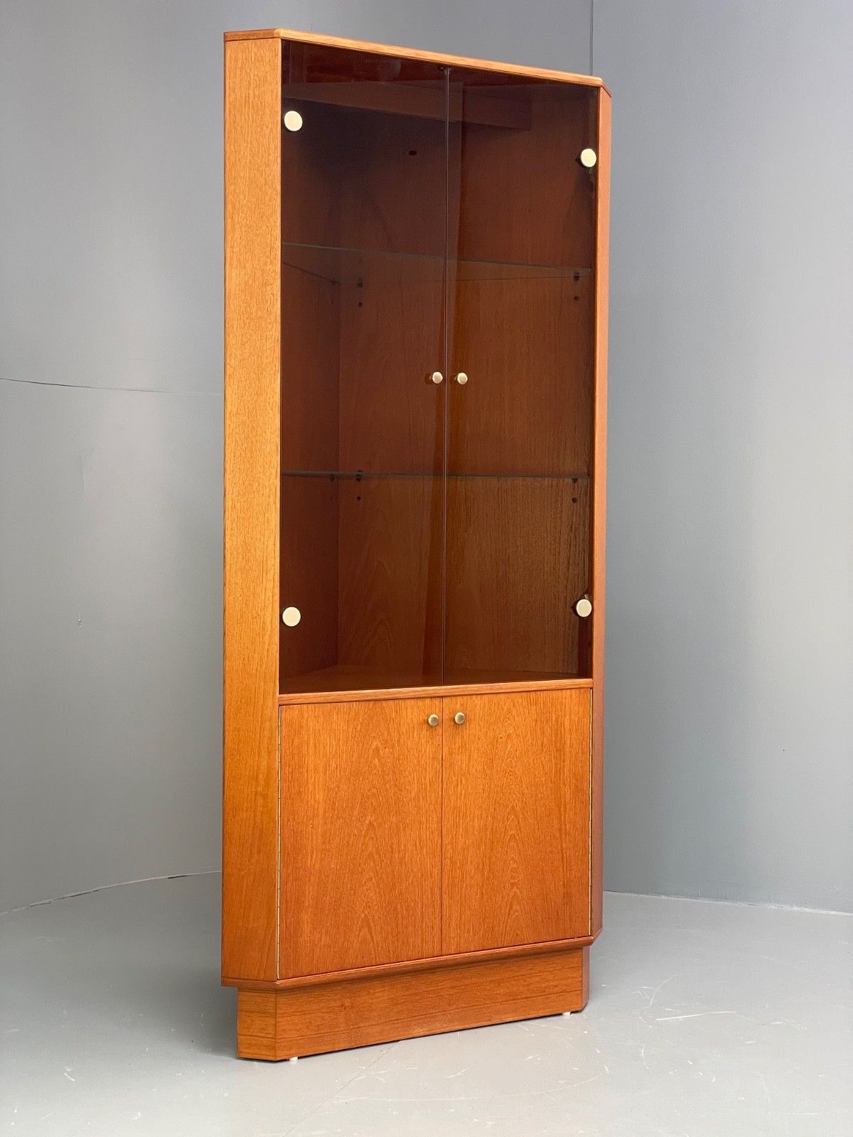 Vintage Teak Corner Cabinet Smoked Glass 1970s Turnidge Of London  Eb10017 Mwoo