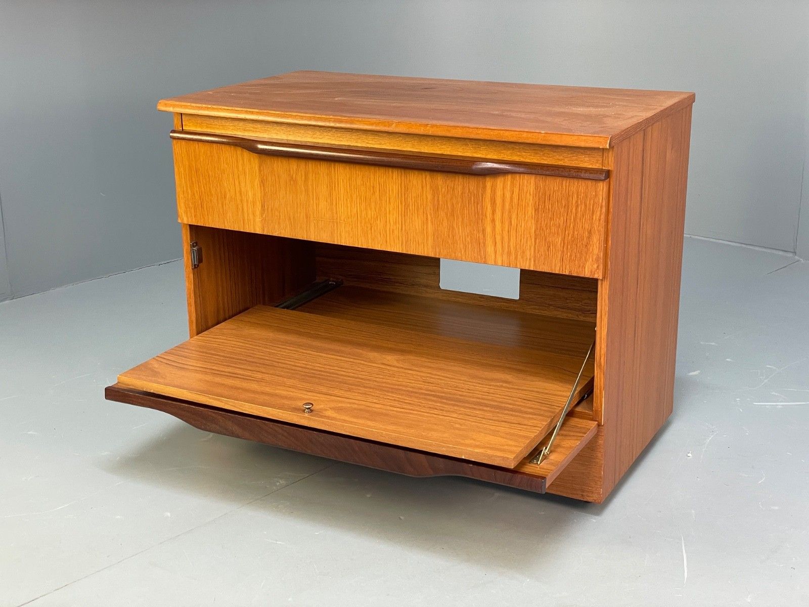 Vintage Teak Media Unit 1970s Retro Drawer Eb10010 Mwoo photo for sale