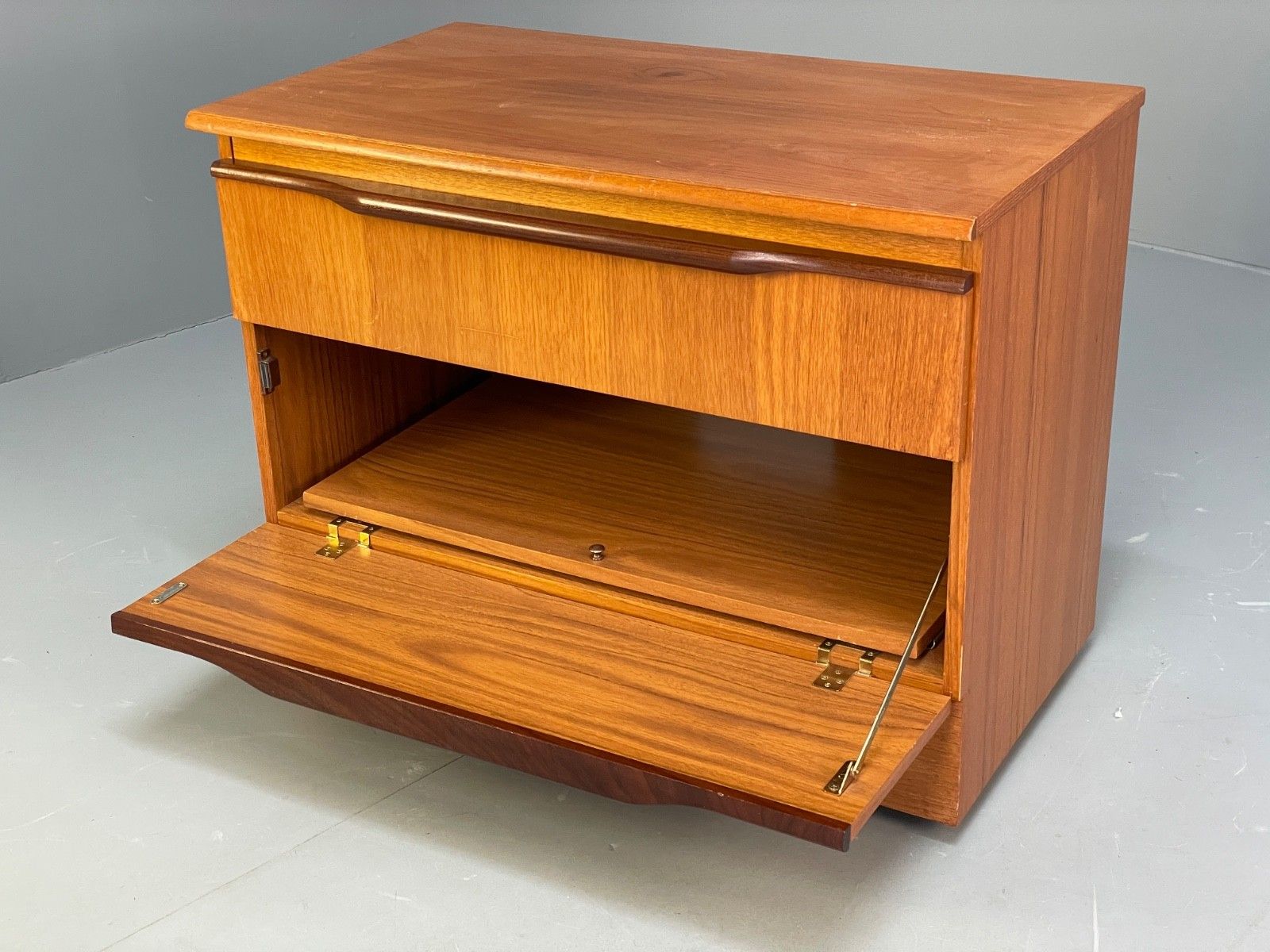 Vintage Teak Media Unit 1970s Retro Drawer Eb10010 Mwoo photo Furniture