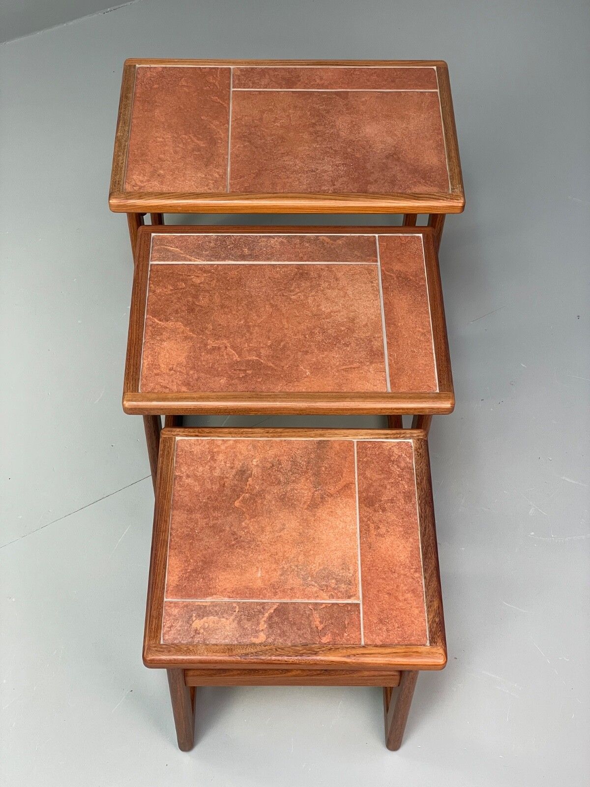 Vintage Teak Nesting Tables Tile Topped 1970s Retro Design  Eb9757 Mwoo photo buy