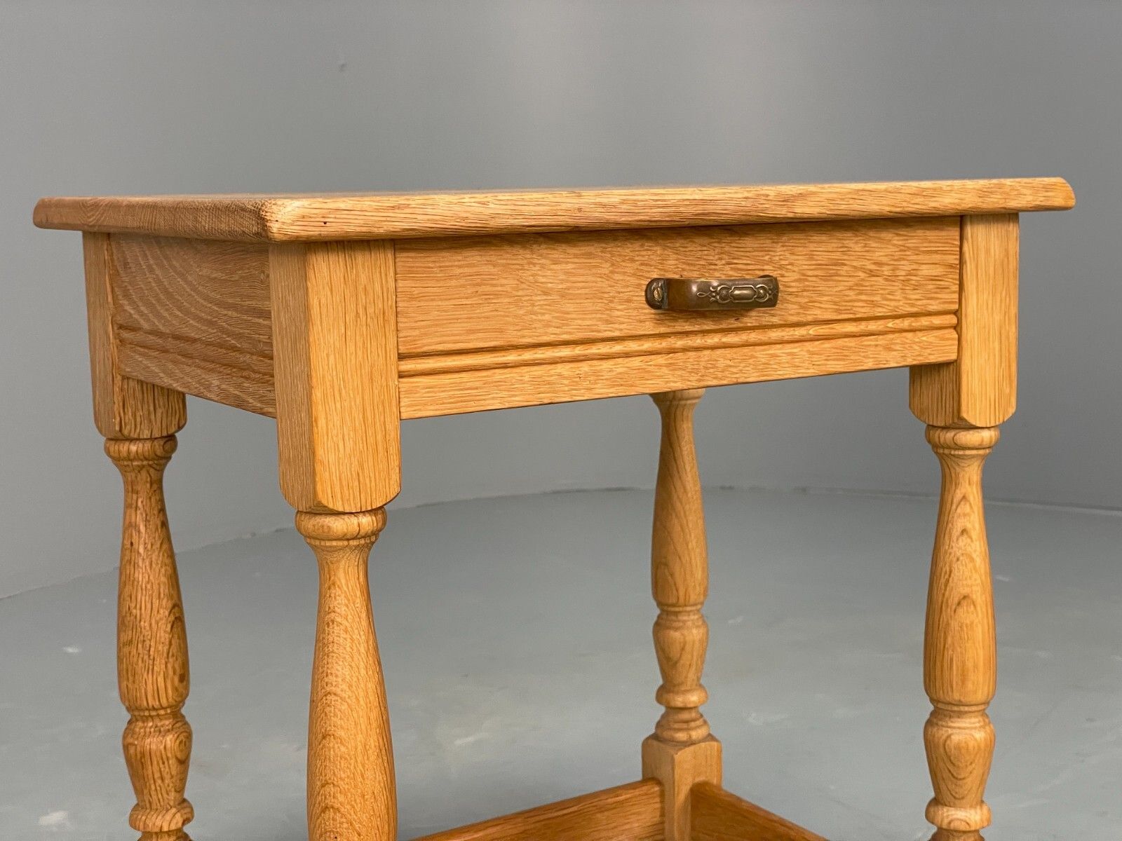 Vintage Oak Bedside Table With Drawer Traditional Carved Danish Made Eb9365 Mwoo photo 80.0