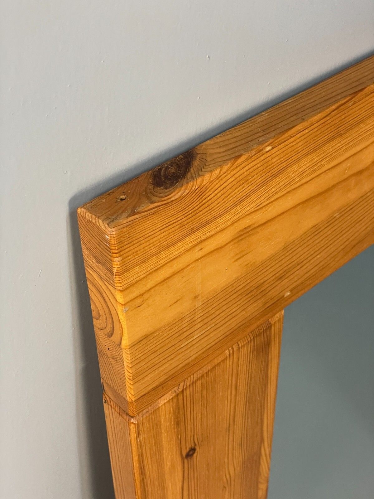 Large Solid Pine Mirror Chunky 1980s Style Vintage Danish Design Eb8411 Mwoo photo vinterior