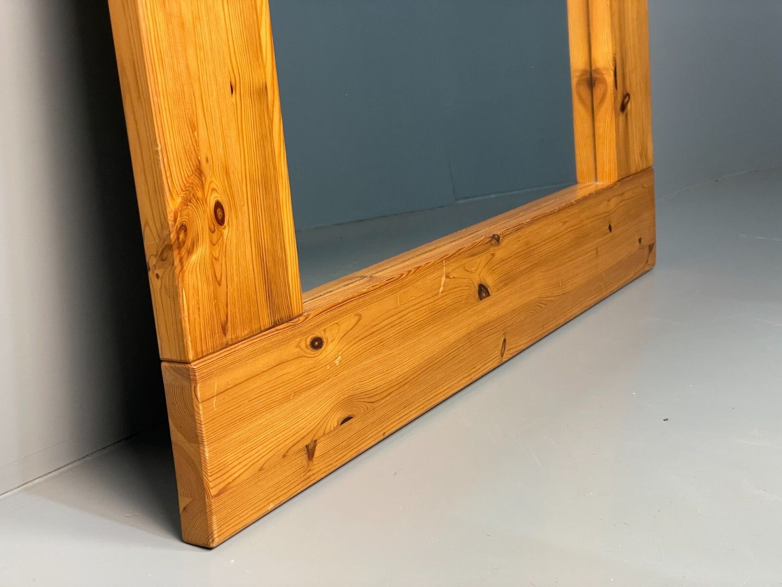 100.0 Large Solid Pine Mirror Chunky 1980s Style Vintage Danish Design Eb8411 Mwoo photo
