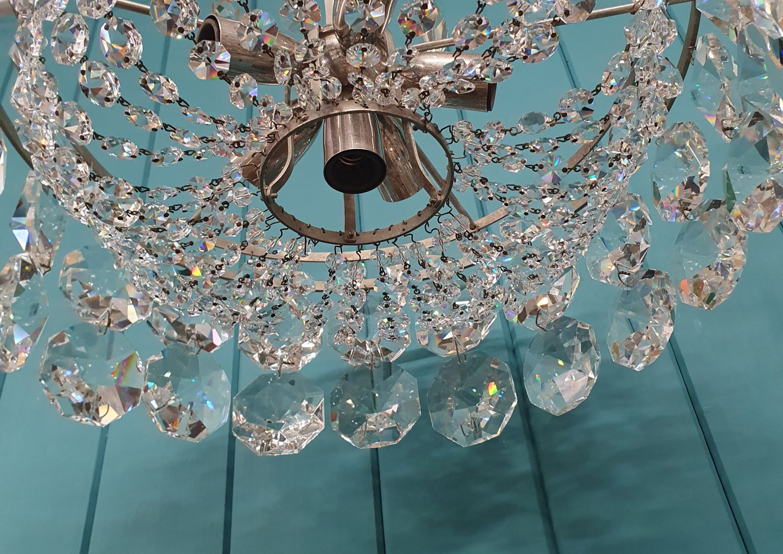 Early 20th Century Chandelier With Large Hexagon Drips photo furniture