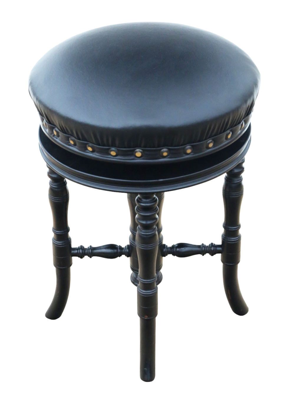 Antique 19th Century Ebonised Mahogany Revolving Adjustable Piano Stool – Fine Quality