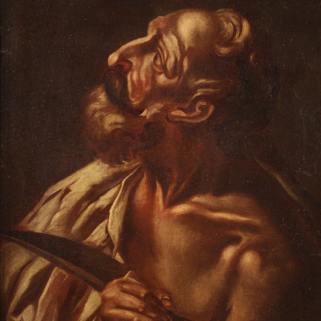 Antique Religious Painting From 17th Century, Saint Bartholomew photo furniture