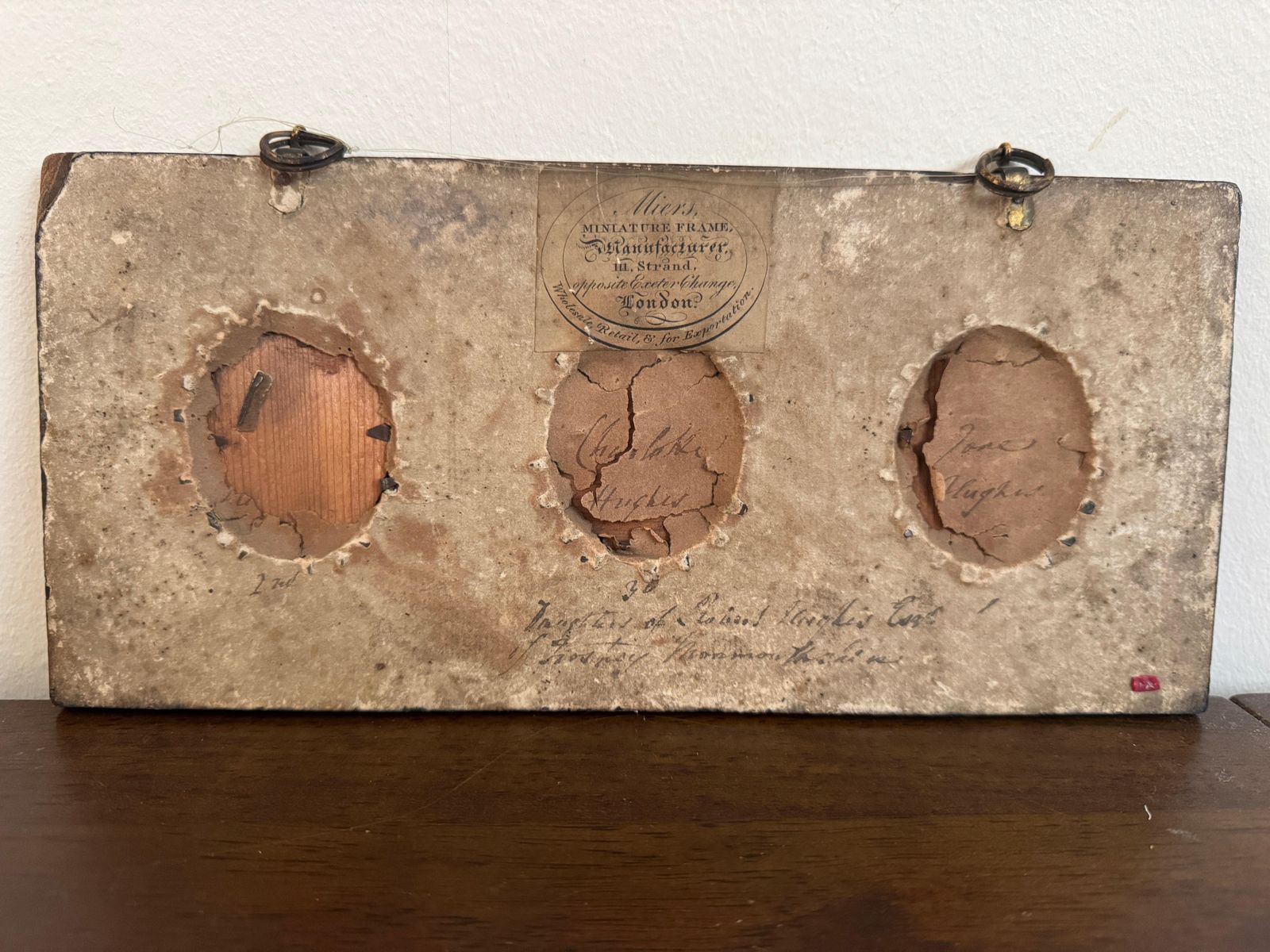18th Century Framed Set Of Three Plumbago Portrait Miniatures photo vinterior