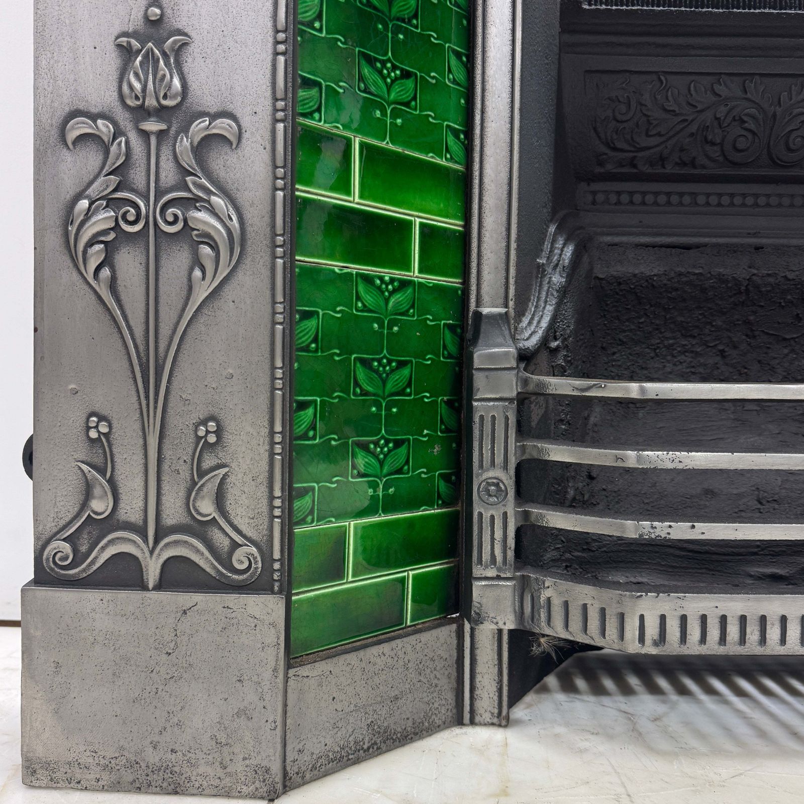 Home Fixtures Antique Cast Iron Art Nouveau Combination Fireplace photo