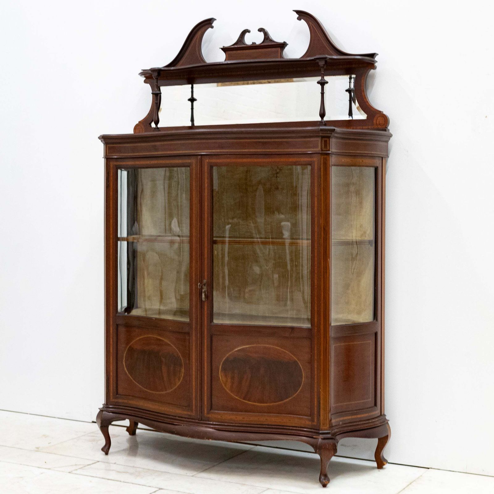 photo for sale Antique Edwardian Inlaid Mahogany Display Cabinet