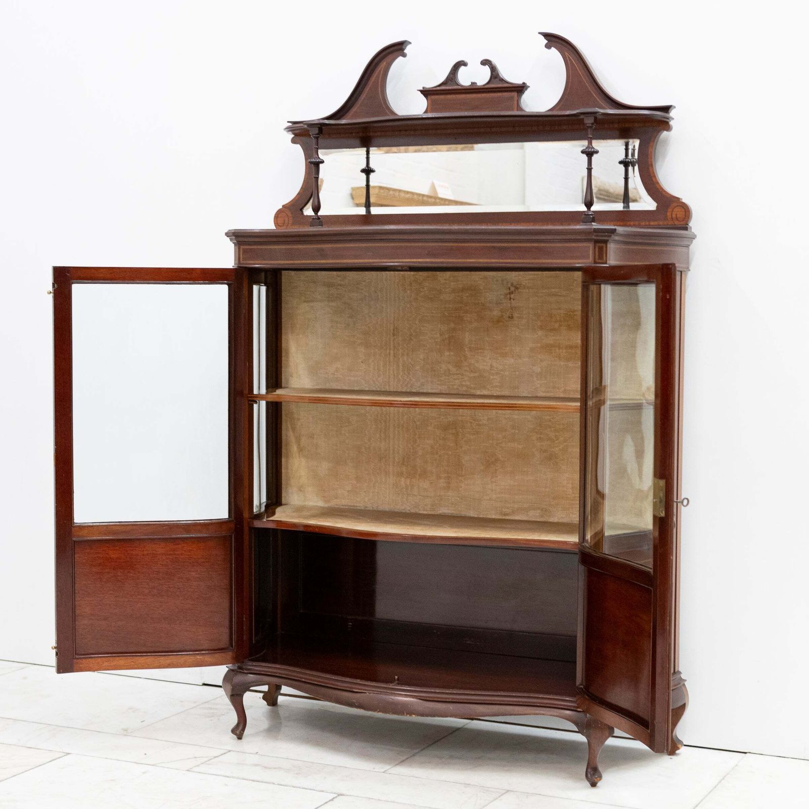 950.0 Antique Edwardian Inlaid Mahogany Display Cabinet photo