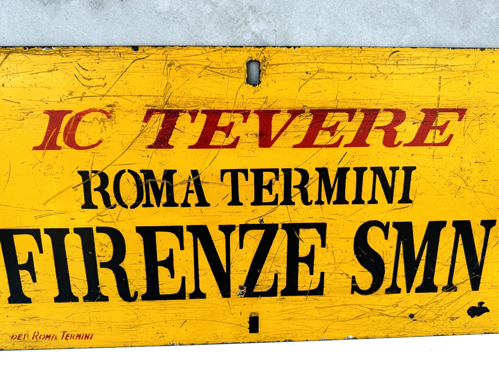 photo buy Vintage Italian Train Route Sign, Double Sided Metal Plaque, Roma Termini To Firenze, Collectible Railway Memorabilia