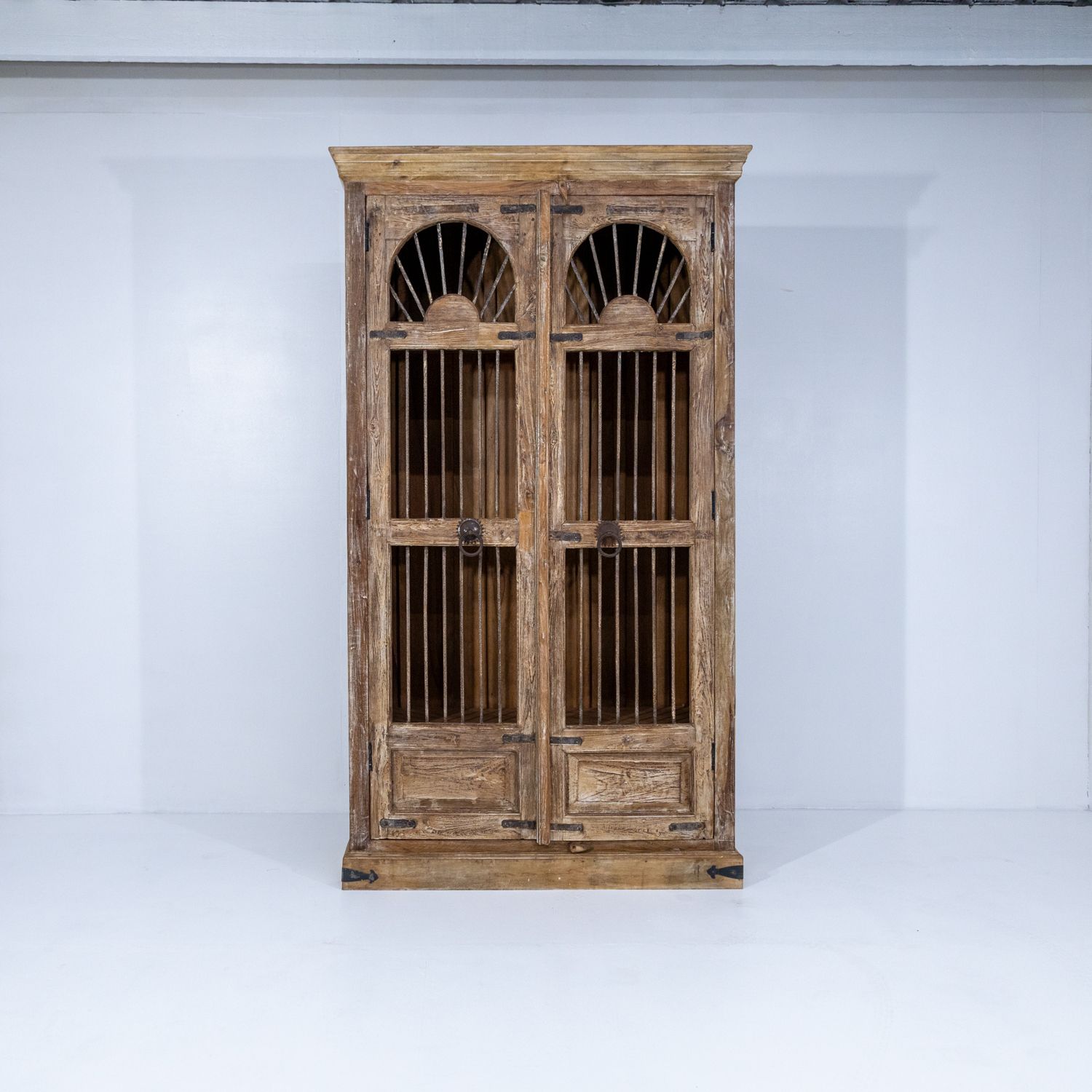 Wooden Indian Almirah With Iron Bar Doors Ra 29 photo for sale