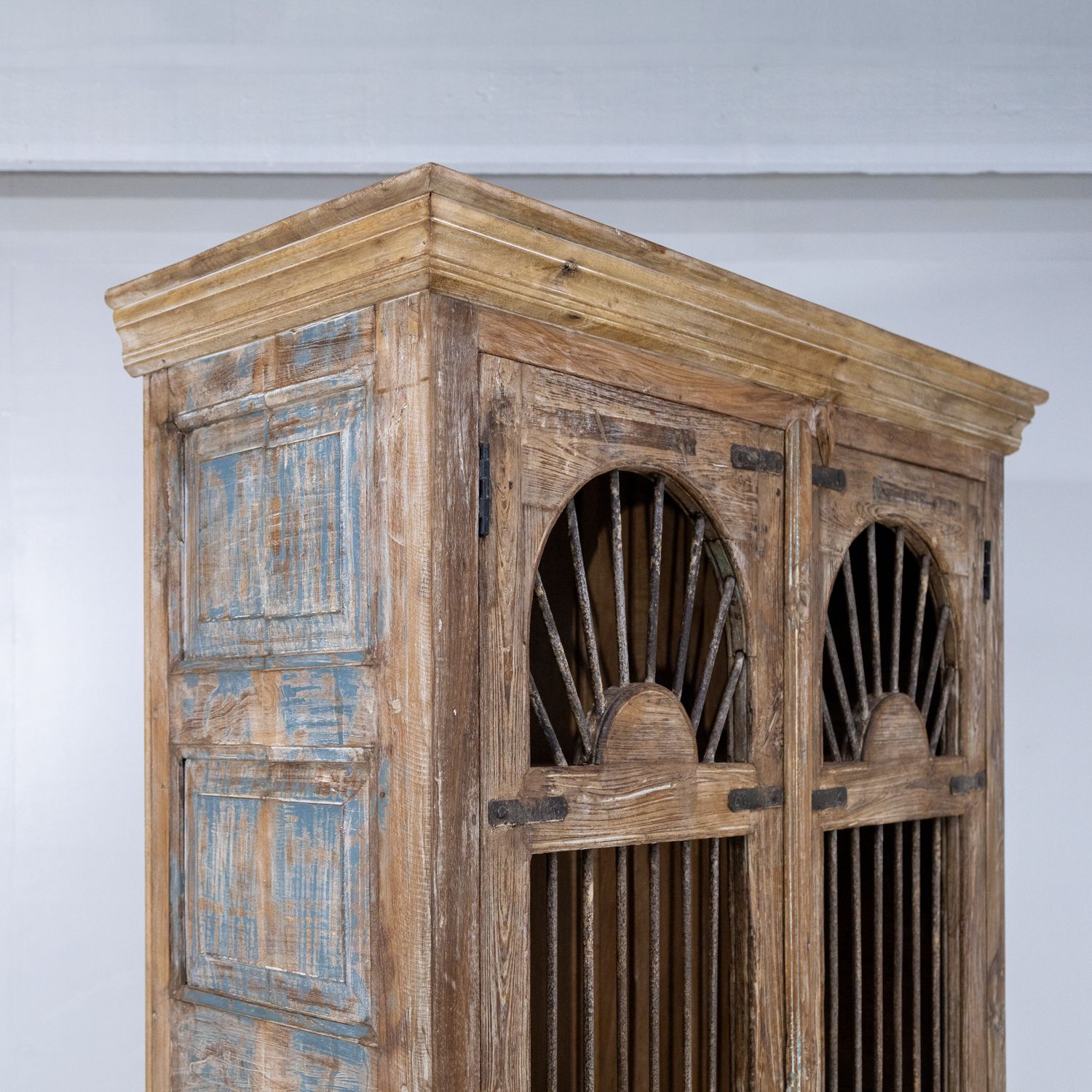 Furniture Wooden Indian Almirah With Iron Bar Doors Ra 29 photo