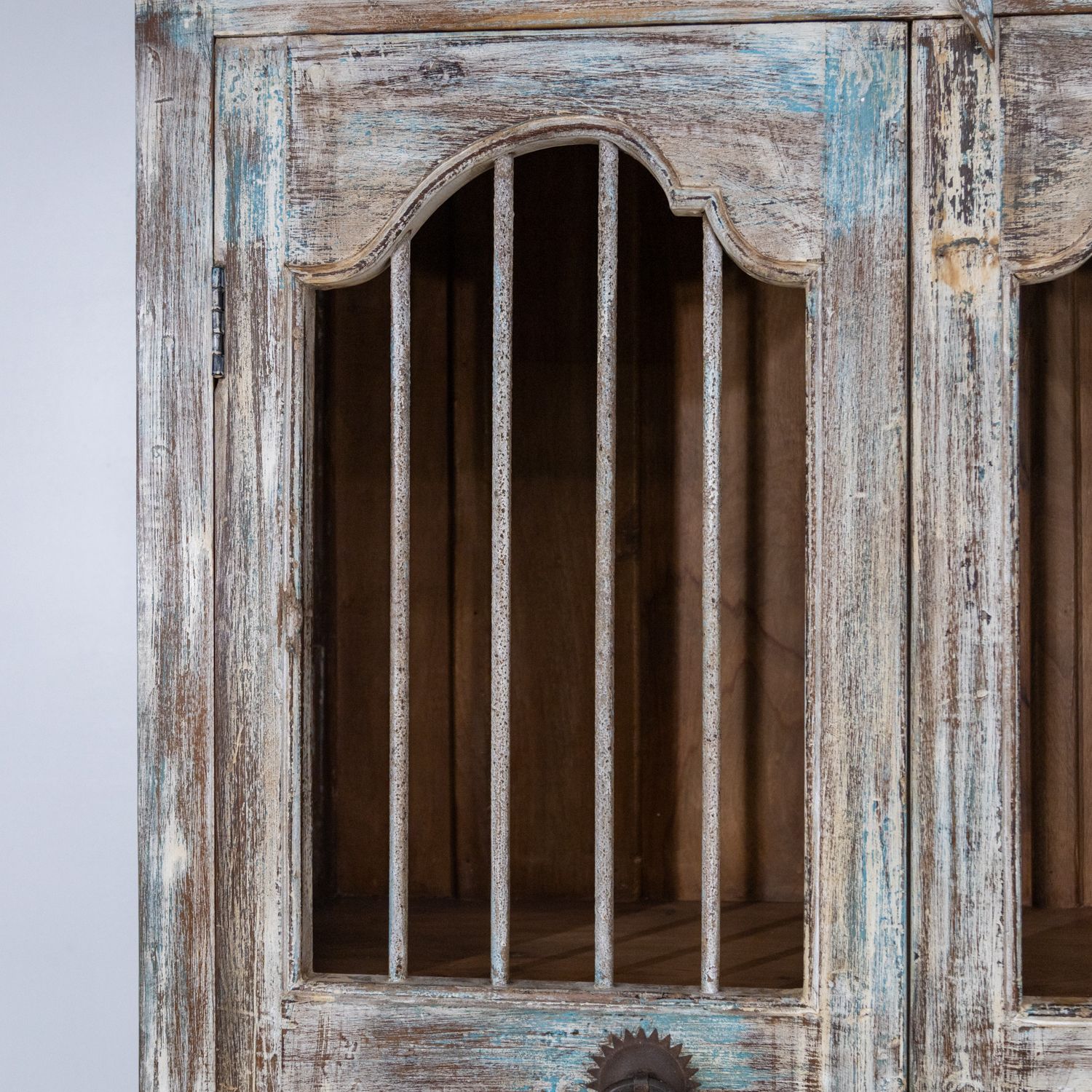 Indian Wooden Almirah With Iron Bar Fronts Ra 31 photo Furniture