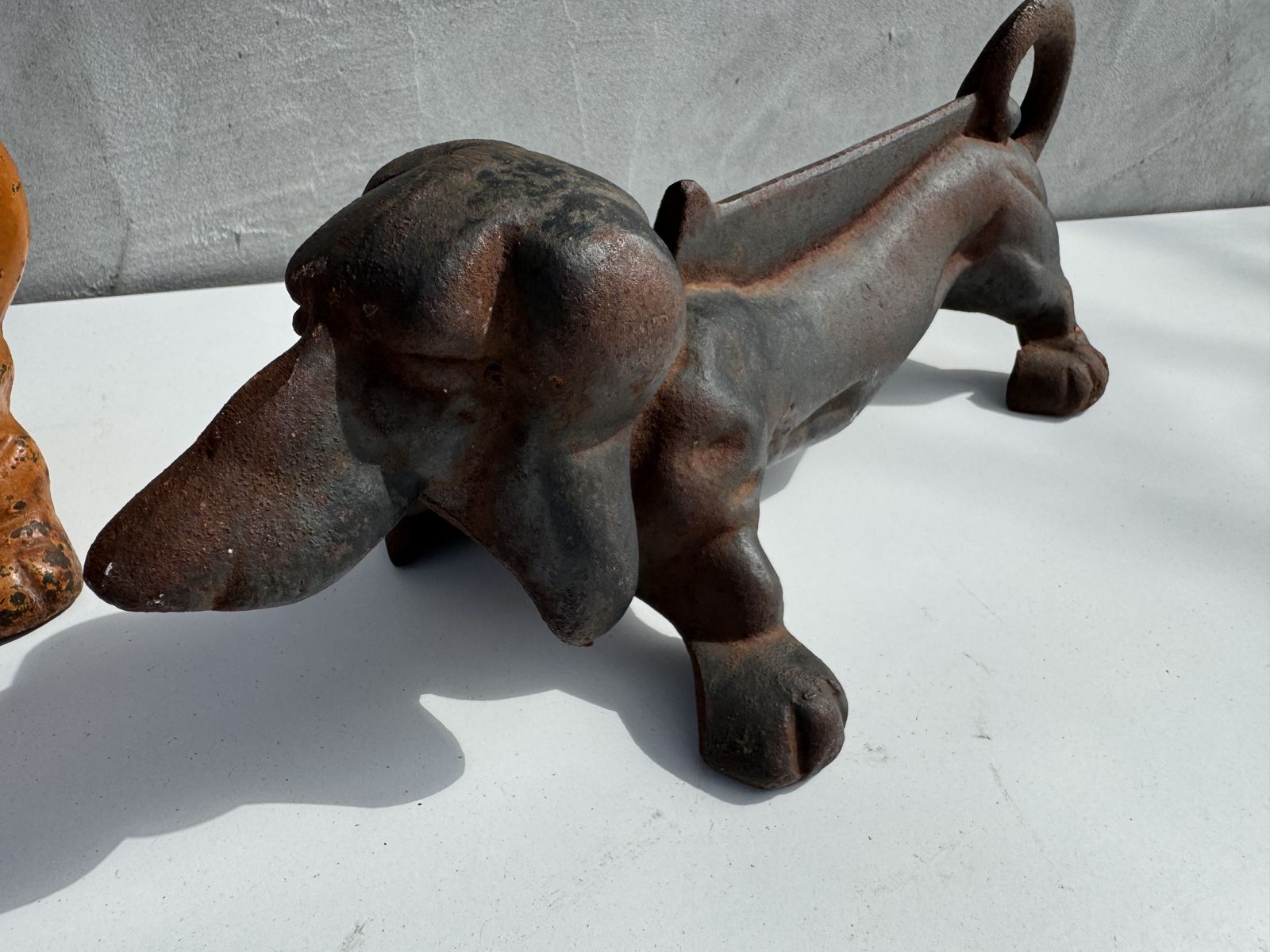 Pair Of Antique Cast Iron Dachshund Boot Scrapers, English Country House Door Stops, C.1900–1920 photo Garden Decor