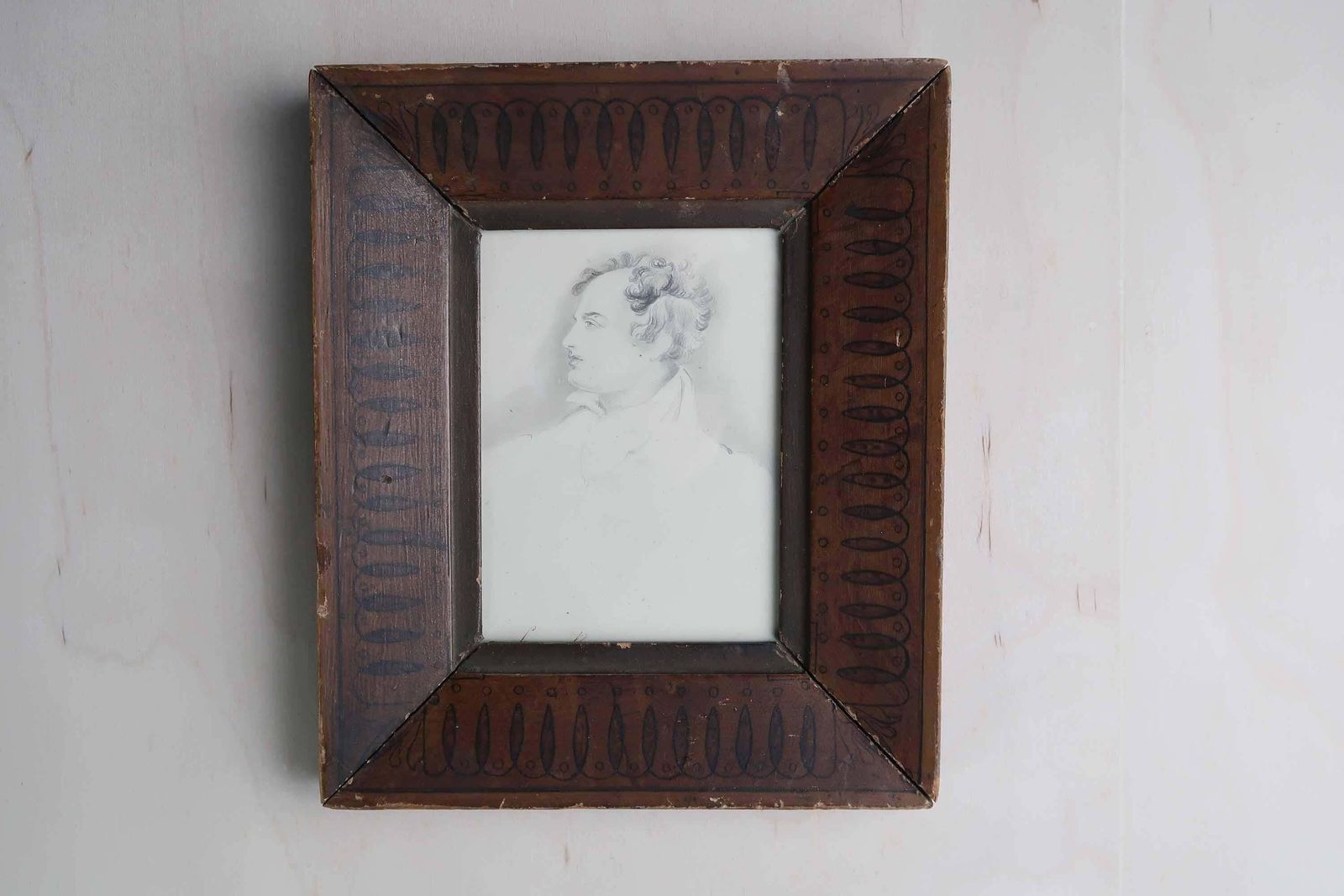 Graphite Drawing Of Lord Byron By Robert Hindmarsh Grundy, C.1850 photo furniture