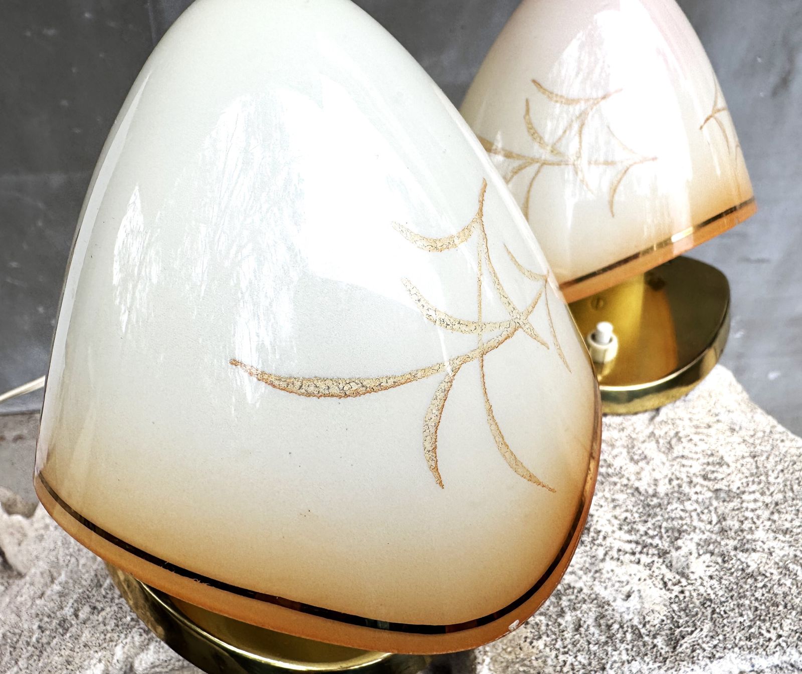 photo for sale Pair Of Mid Century Table Lamps By Rupert Nikoll, Austria 1950s – Brass & Glass Lighting Design