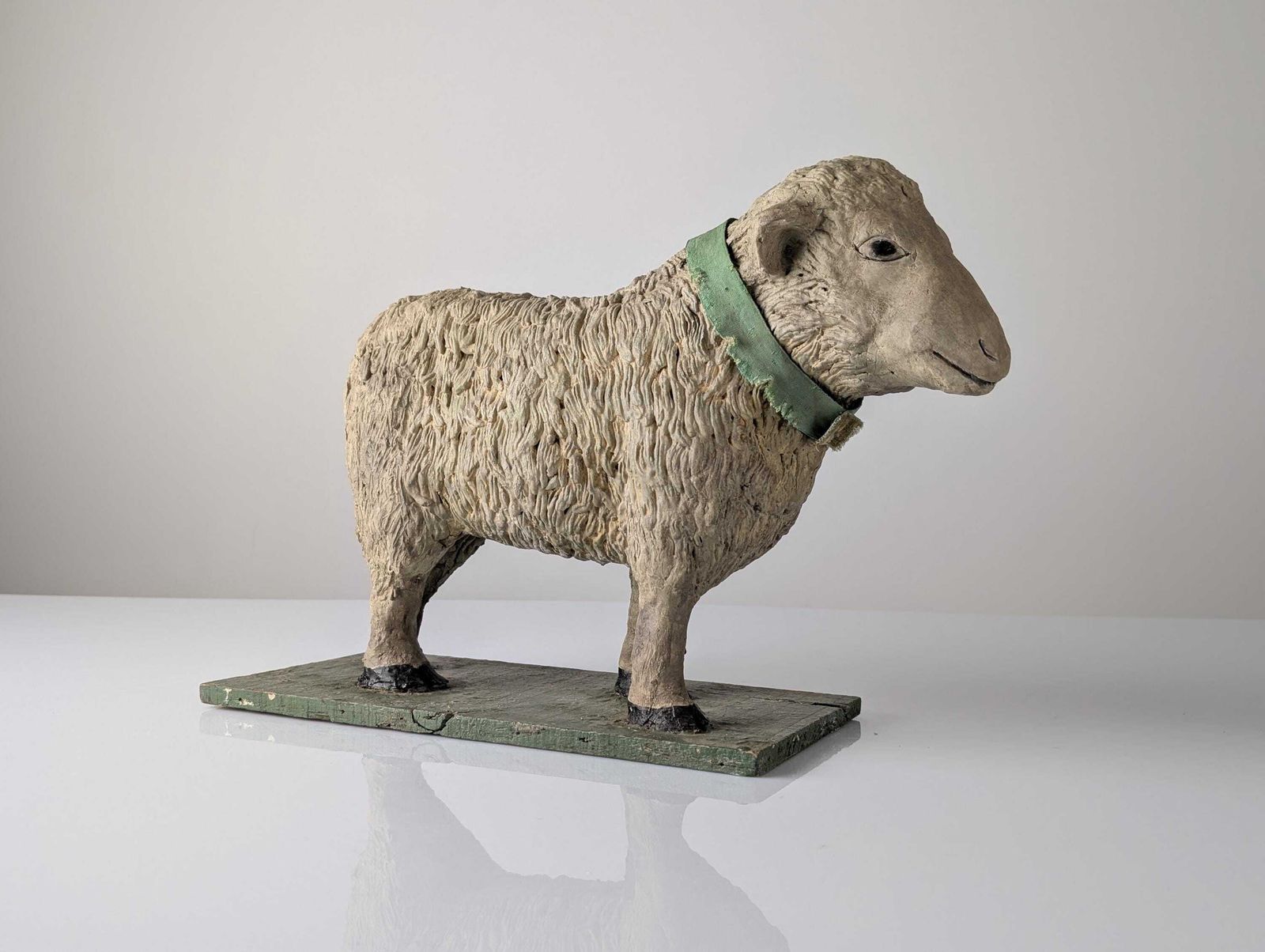 Pair Of Large Stucco Sheep, Early 20th Century, Folk Art photo Art