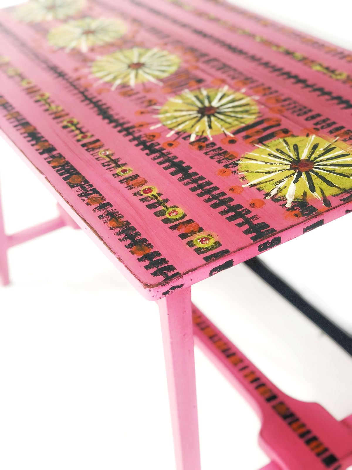 Mid Century Folding Table Hand Painted In Pink photo for sale