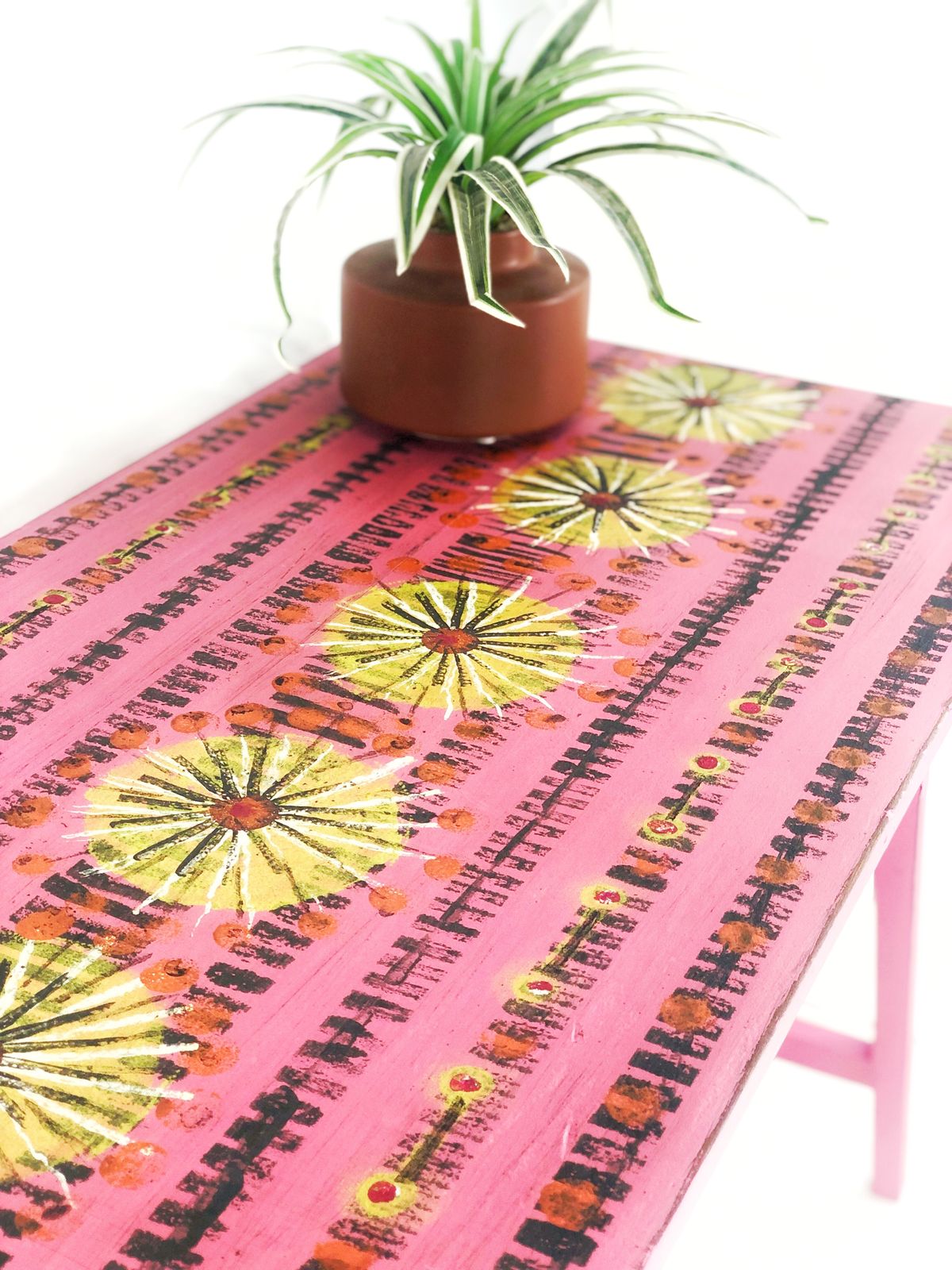 photo for sale Mid Century Folding Table Hand Painted In Pink