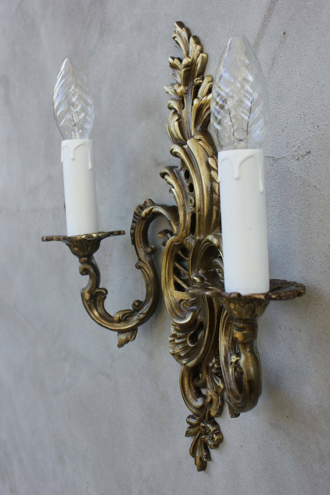 Lovely French Wall Sconces A Pair Lamps, Set Of Two Brass Side Lamps photo vinterior