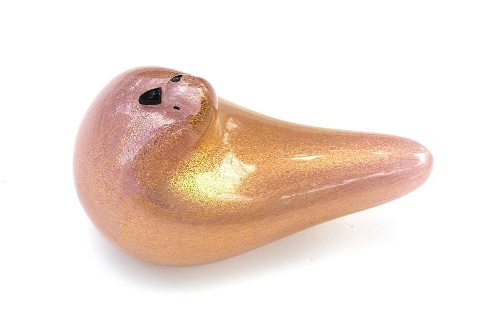 Rare Murano Dove Figurine Golden Glass Sculpture Signed Barovier And Toso photo vinterior