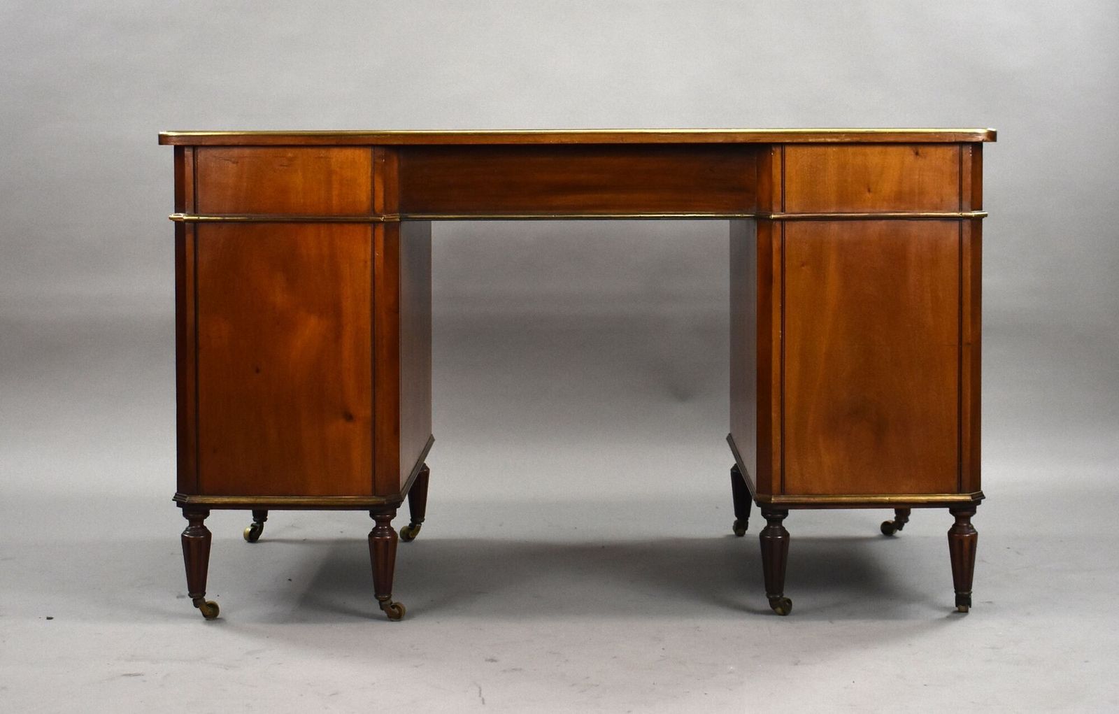 19th Century French Brass Inlaid Mahogany Writing Table photo Furniture
