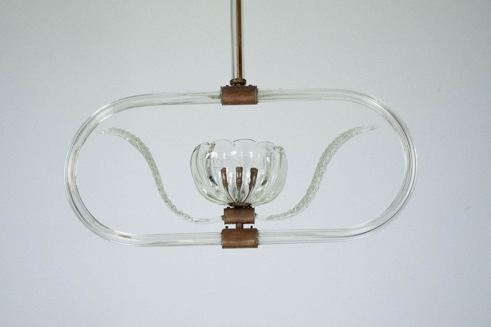Art Deco Clear Murano Glass Chandelier. Italy 1940s photo buy