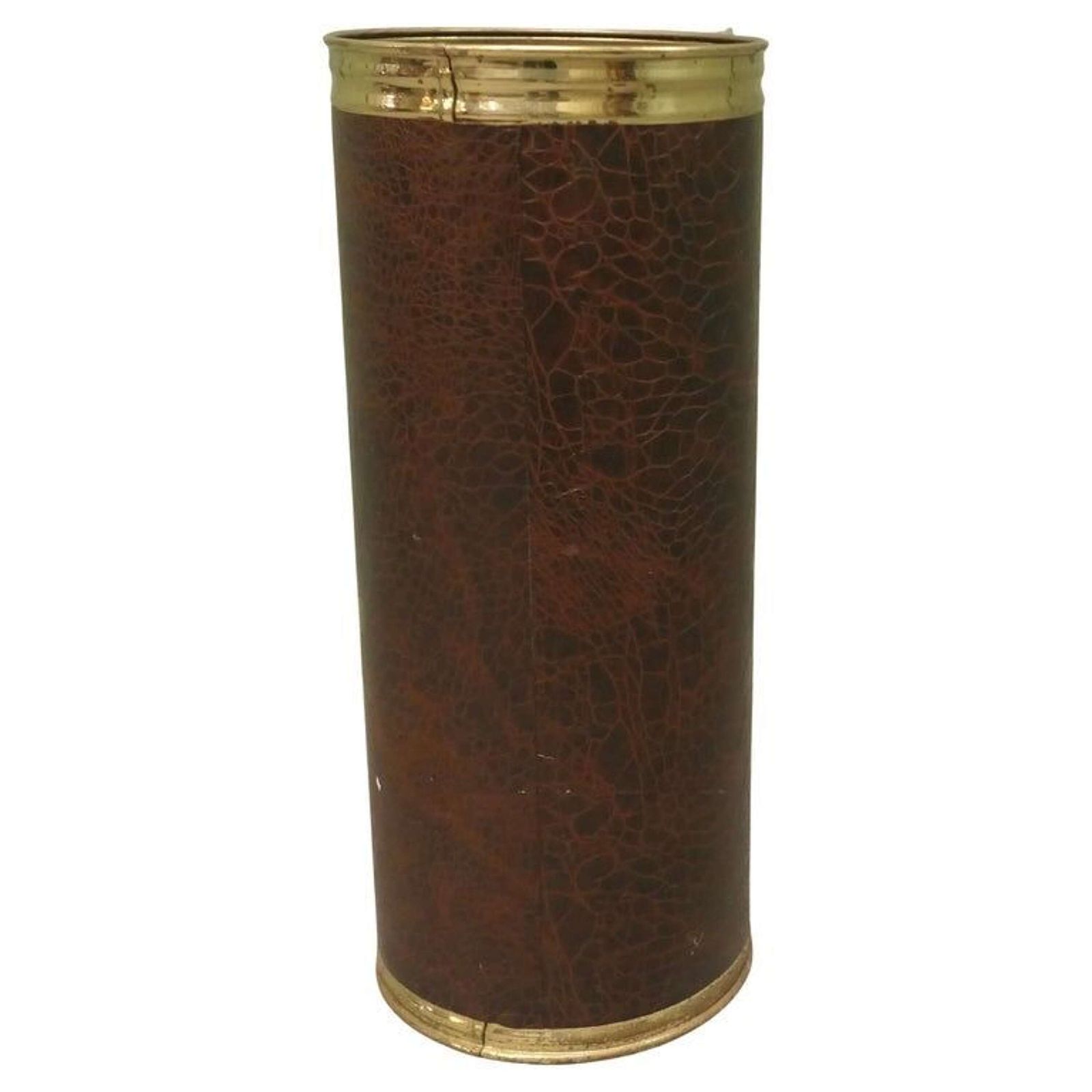 Mid Century Stick Stand Made In Brass And Leather