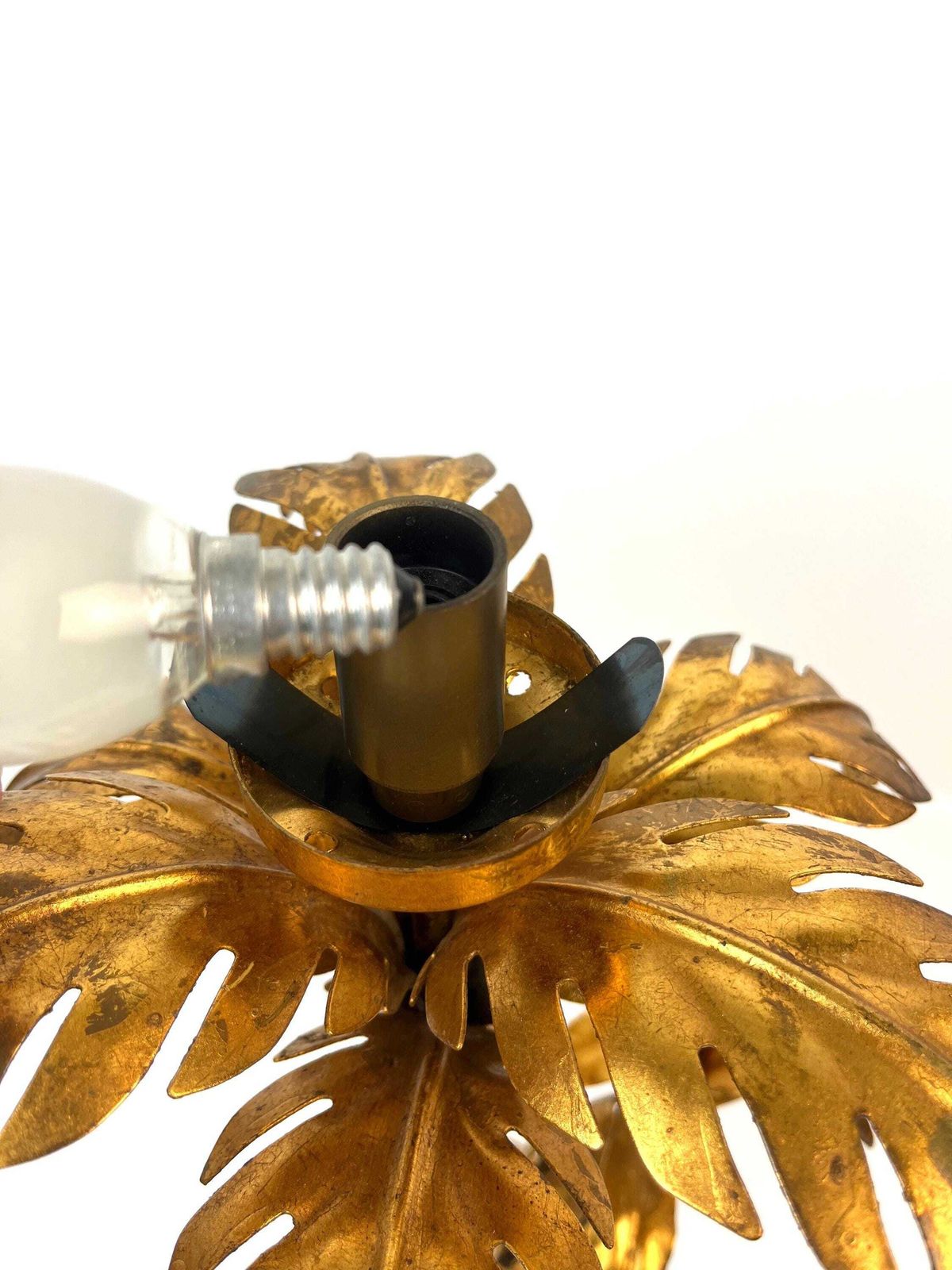 862.0 Rare Hollywood Regency Mid Century Gilt Metal Palm Tree Table Lamp By Hans Kögl Germany photo