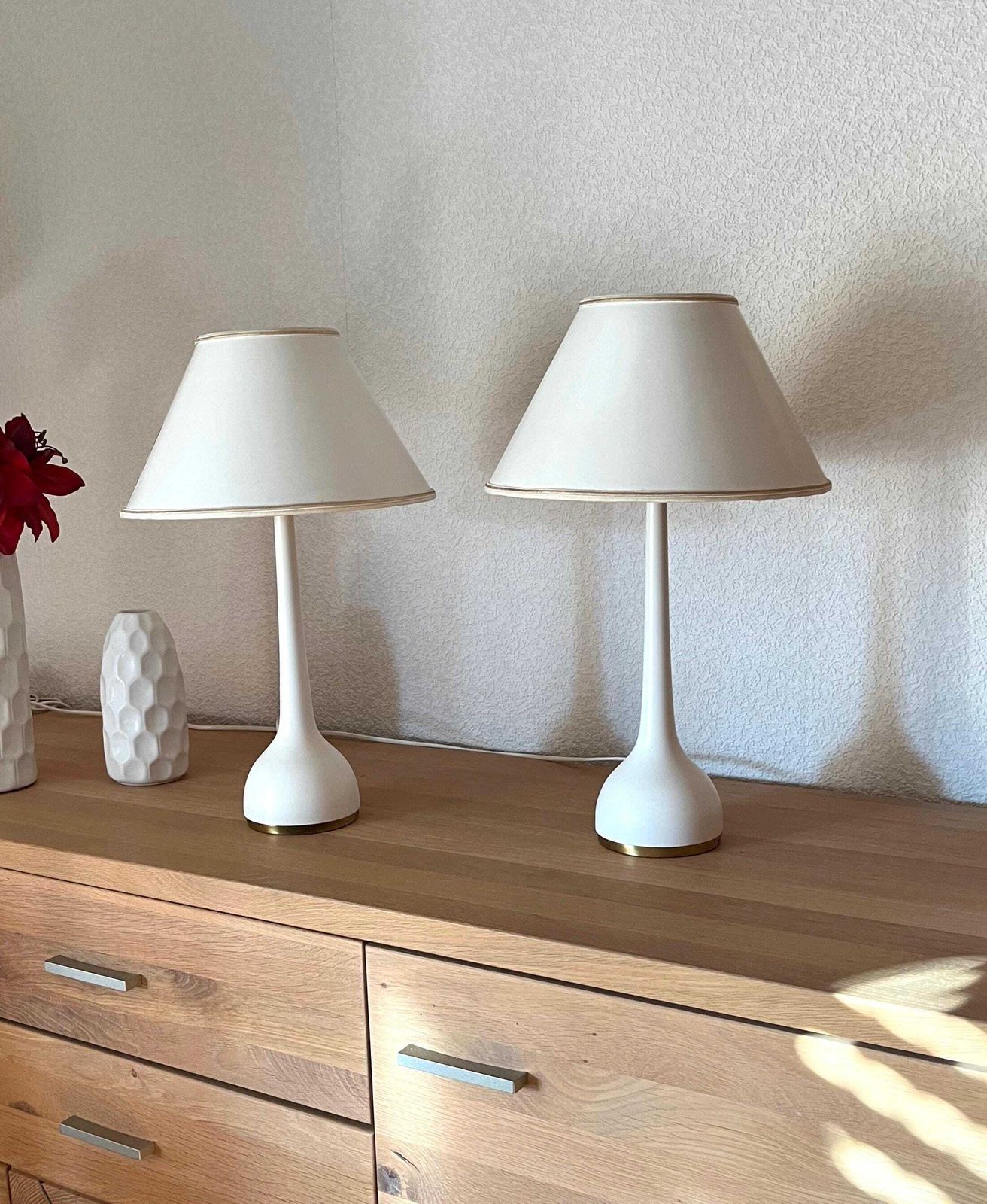 Stunning Pair Of Danish Modern Mid Century Minimalist Bedside Lamps By Hans Agne Jacobsson B44 photo for sale