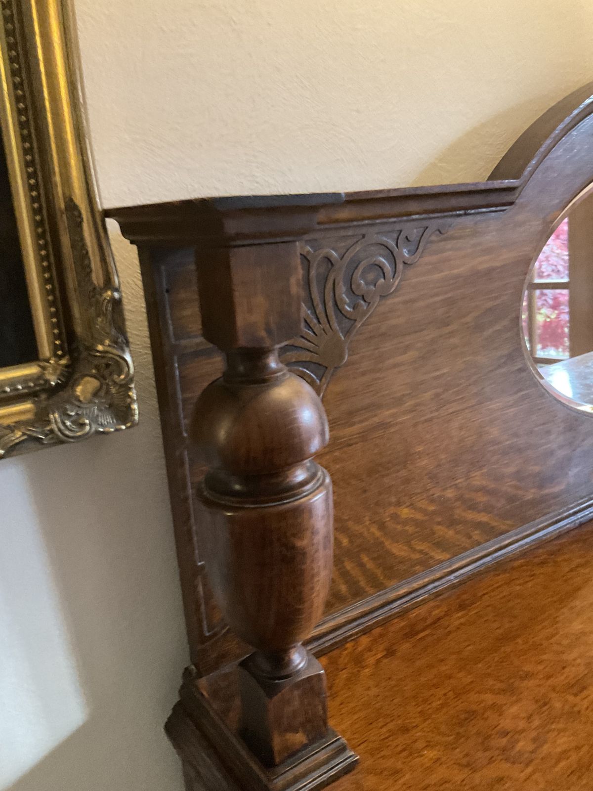 Early 1900 Sideboard In Oak With Ornate Oval Mirrored Upstand, 2 Doors 2 Drawers photo buy