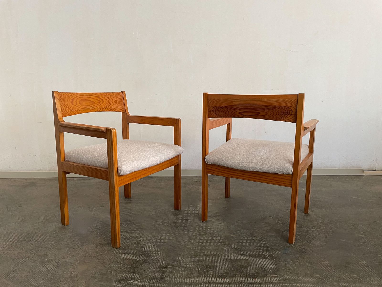 Pair Of Armchairs, Solid Melis Pine Wood, By The Designer Joaquim Belsa Aldea, Spain 1970s photo for sale