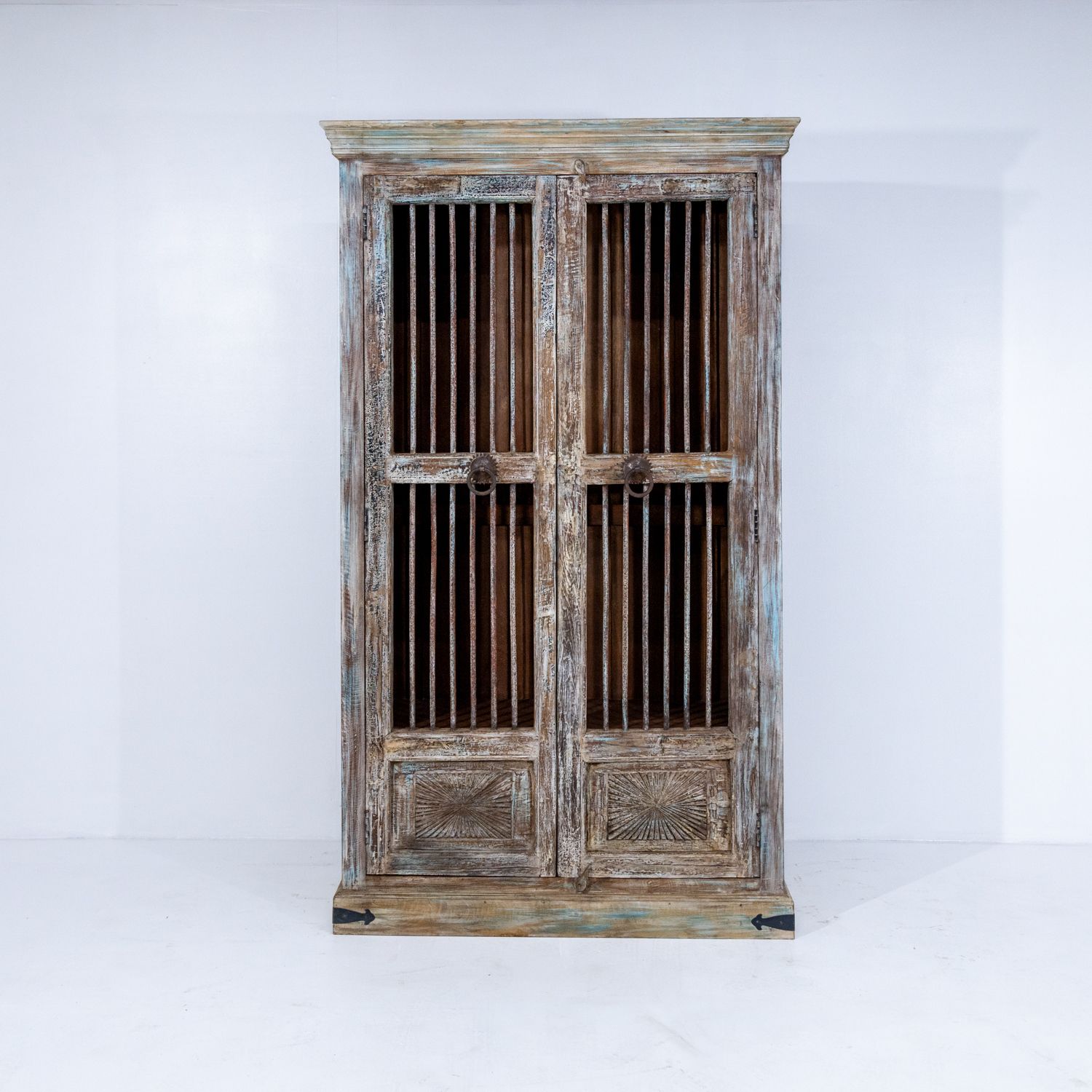 Wooden Indian Almirah With Iron Bars Ra 30 photo furniture