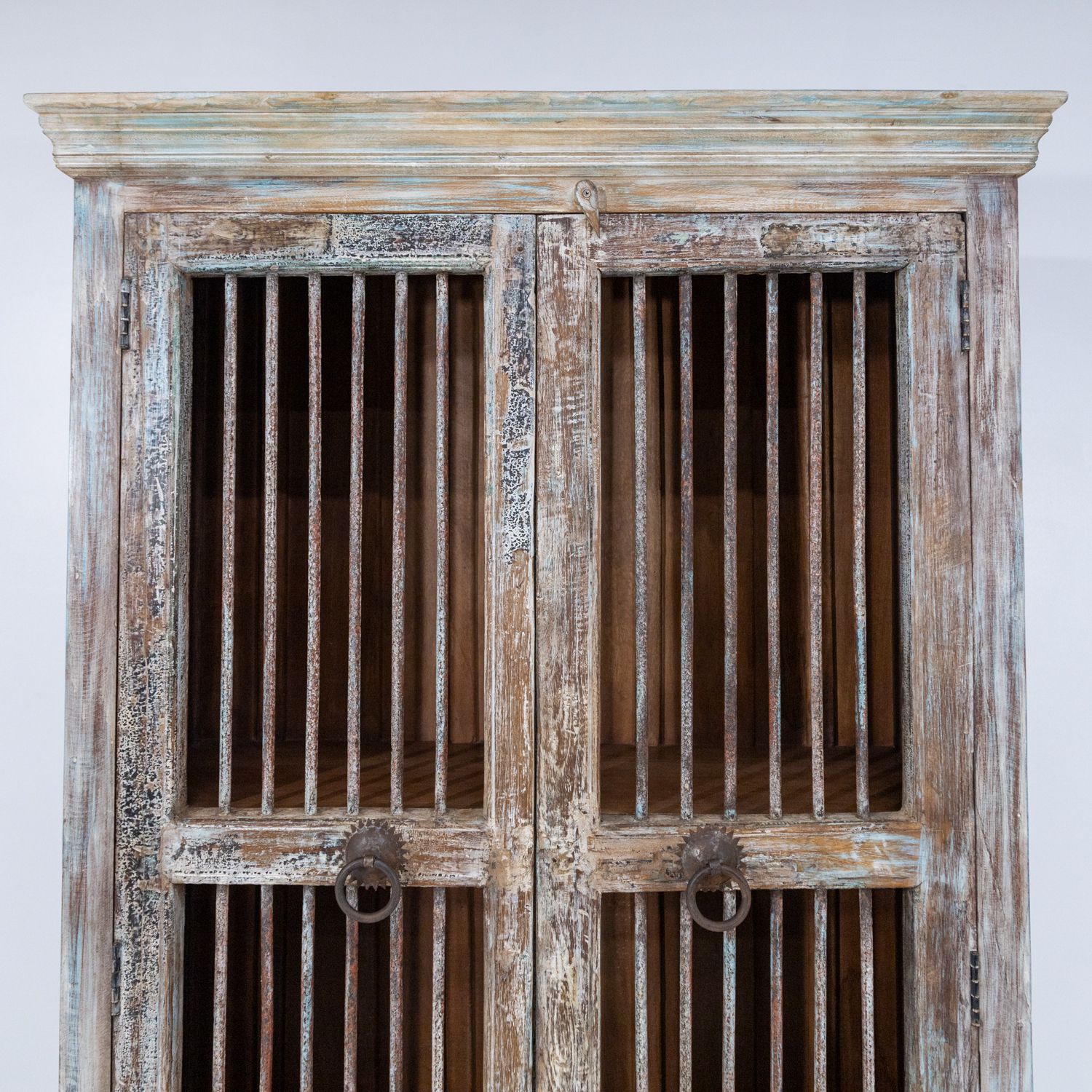 Wooden Indian Almirah With Iron Bars Ra 30 photo vinterior