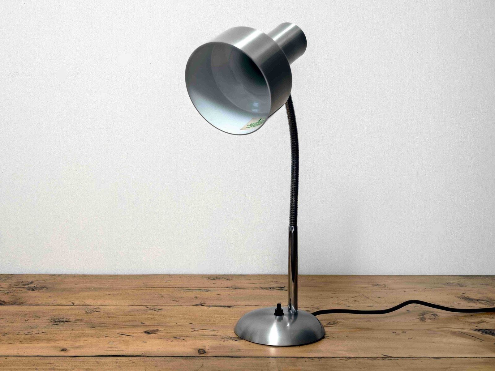 Vintage Italian Chrome Stainless Steel Desk Lamp: Adjustable Gooseneck Mid Century Modern Lighting 1970s photo furniture