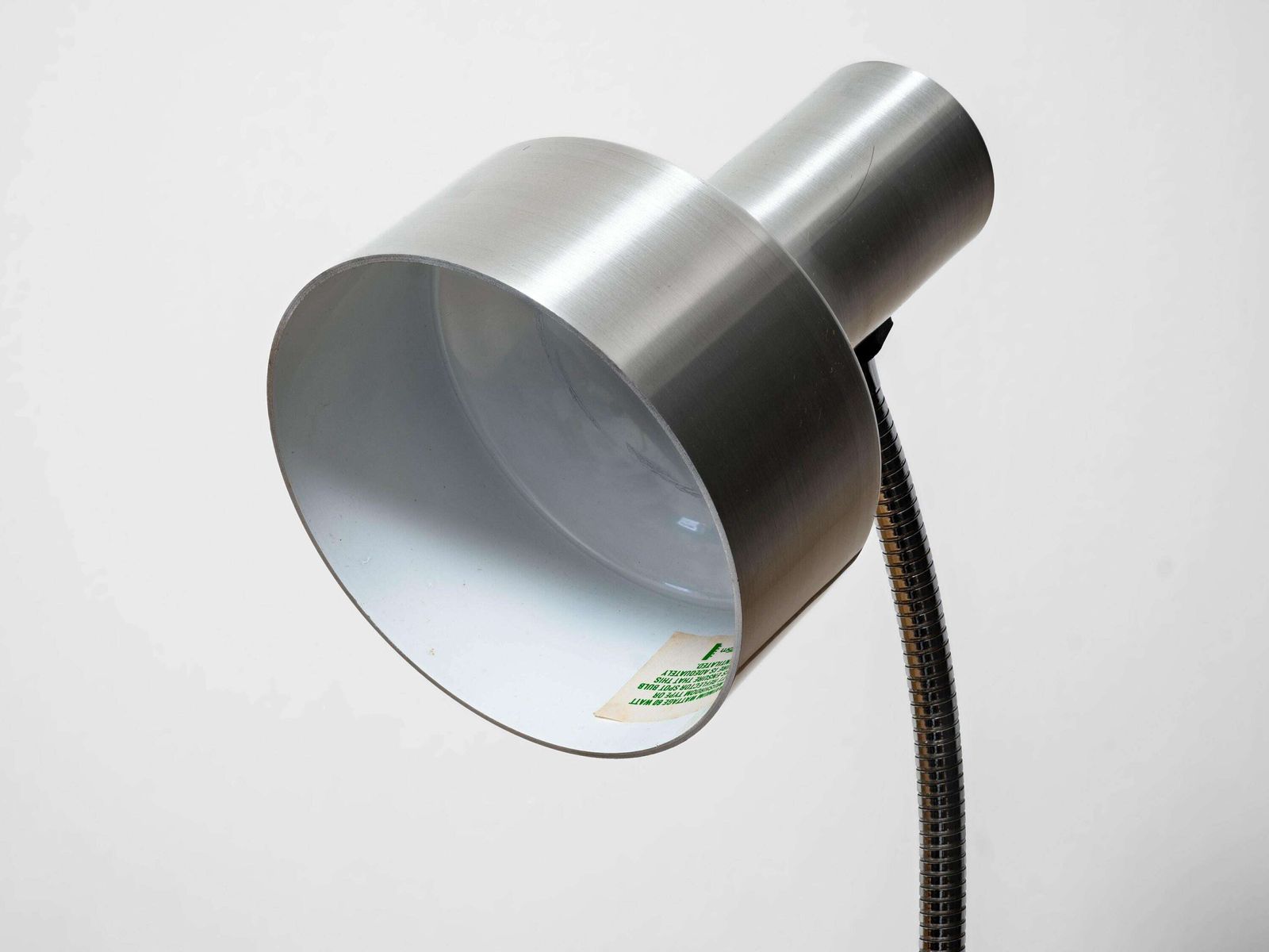 Vintage Italian Chrome Stainless Steel Desk Lamp: Adjustable Gooseneck Mid Century Modern Lighting 1970s photo for sale