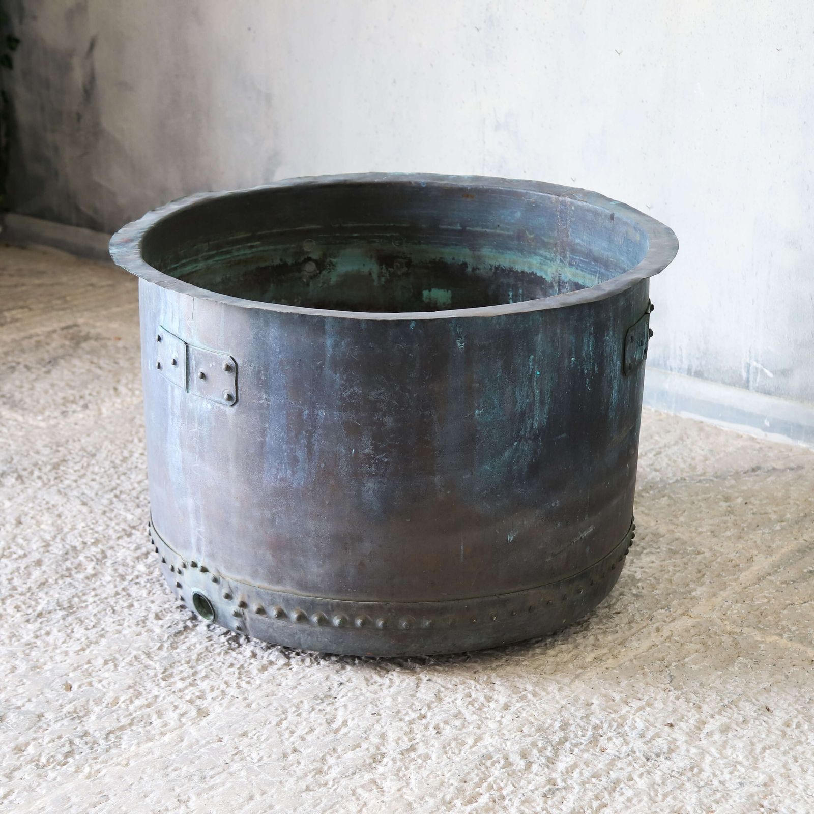 photo for sale Extra Large 19th Century English Copper Planter   Hand Riveted With Rich Natural Patina
