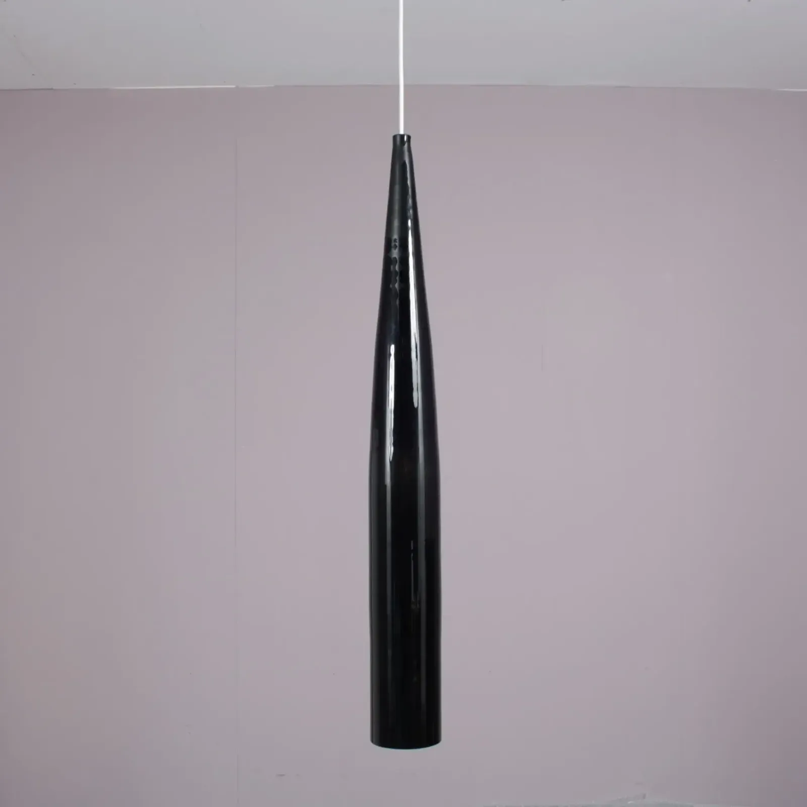 Alessandro Pianon Hanging Lamp In Black Glass For Vistosi, Italy 1960