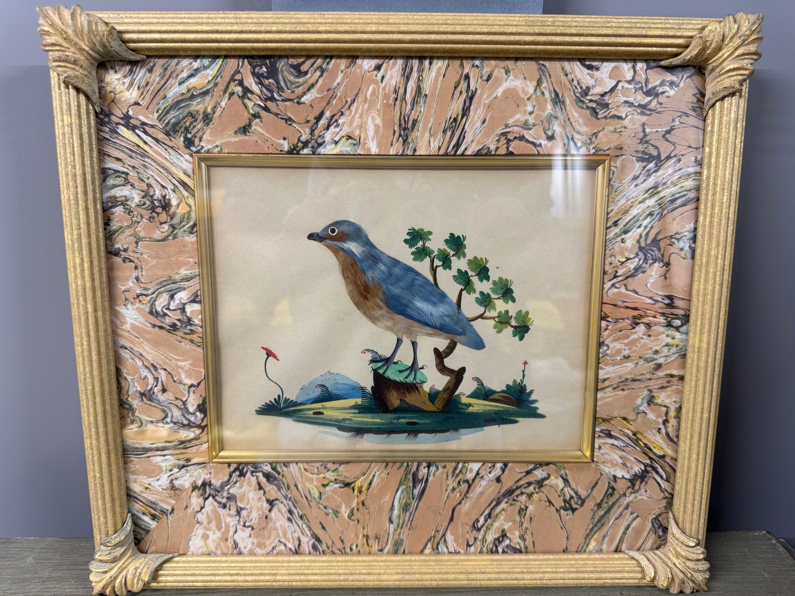 Set Of 7 Antique Watercolour & Feather Bird Pictures photo Art