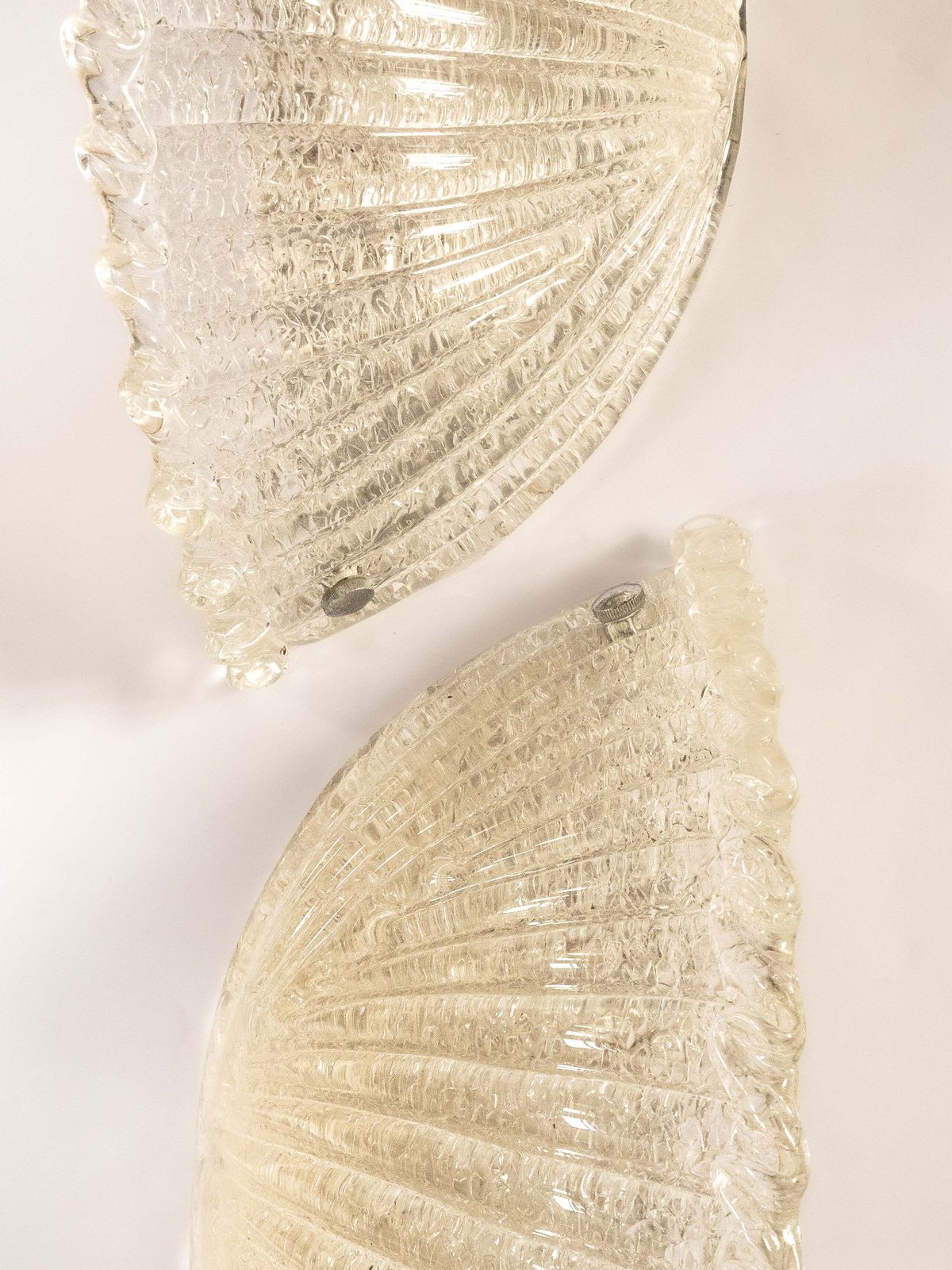 Large Pair Of Murano 'Graniglia' Glass Scalloped Wall Lights photo furniture