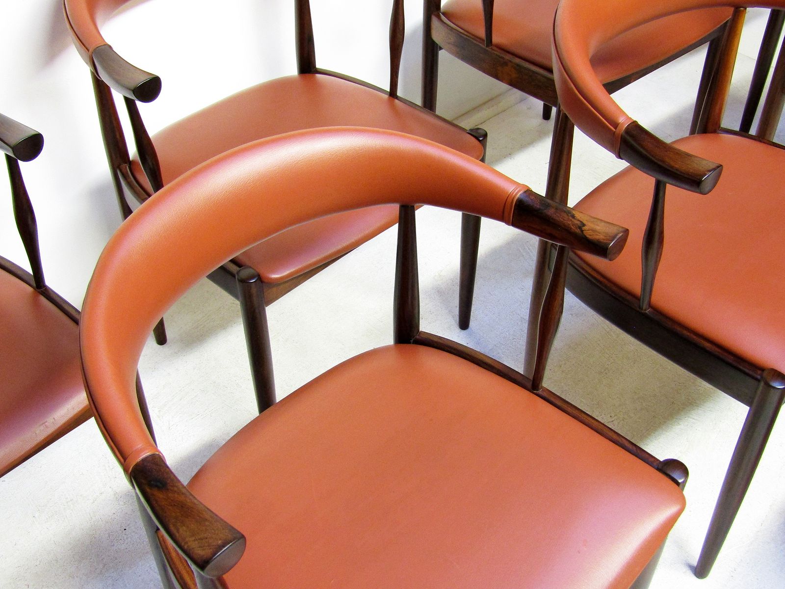Furniture Set Of Eight Danish Cow Horn "Model 12" Chairs In Rosewood By Johannes Andersen photo