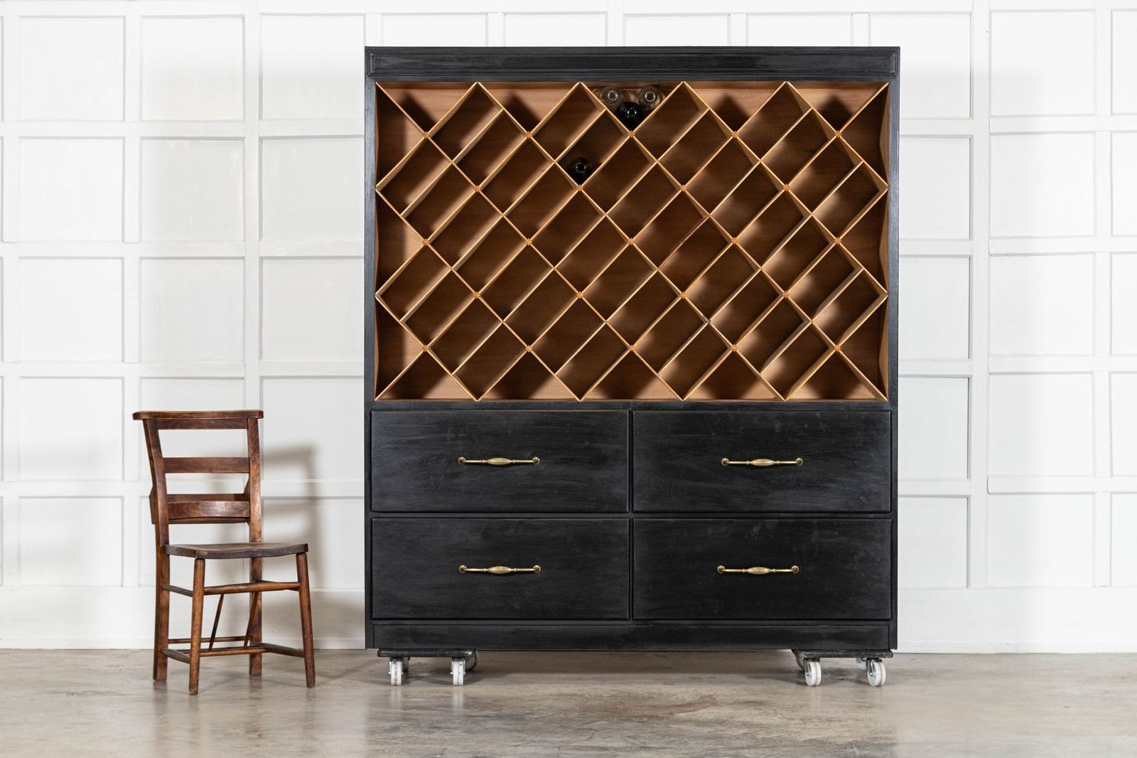 English Ebonised Beech Haberdashery Cabinet photo for sale
