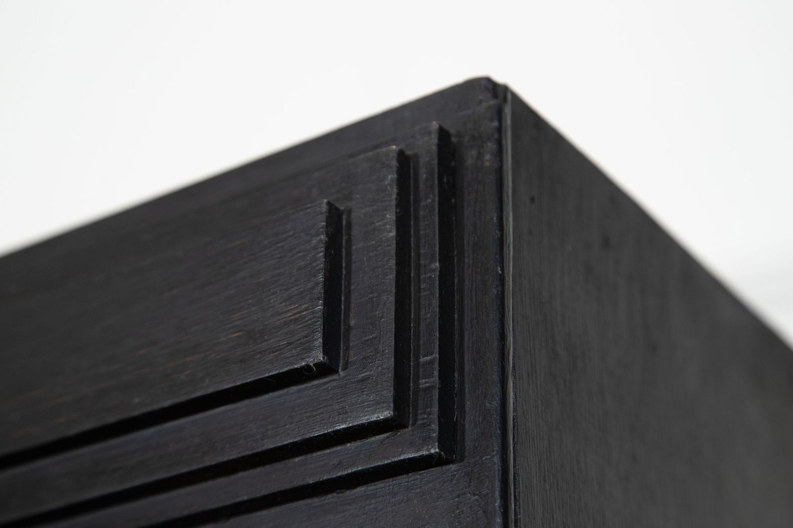 photo vinterior English Ebonised Beech Haberdashery Cabinet