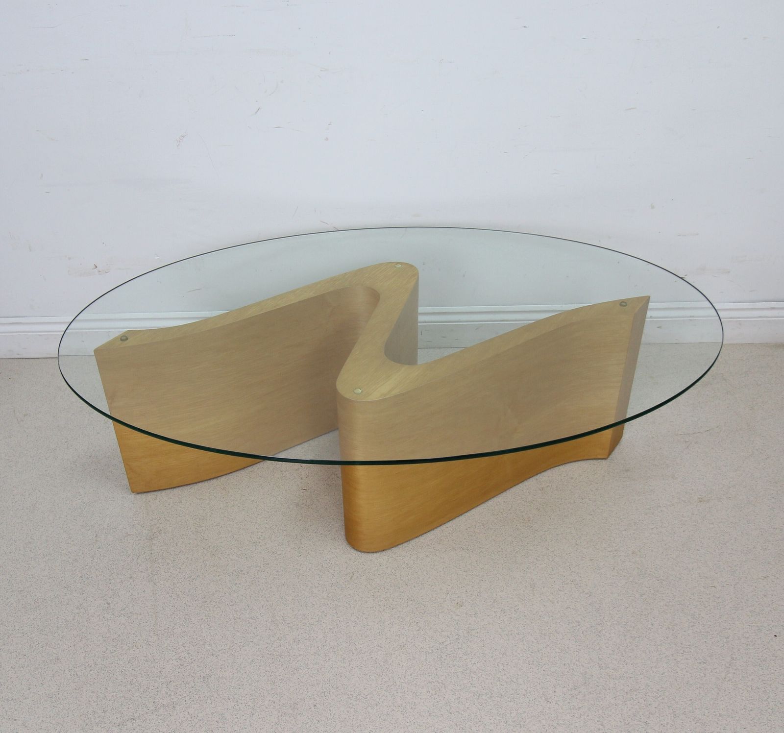 Serpent Oval Glass Top Coffee Table   Handmade British Design Attributed To Tom Schneider photo for sale