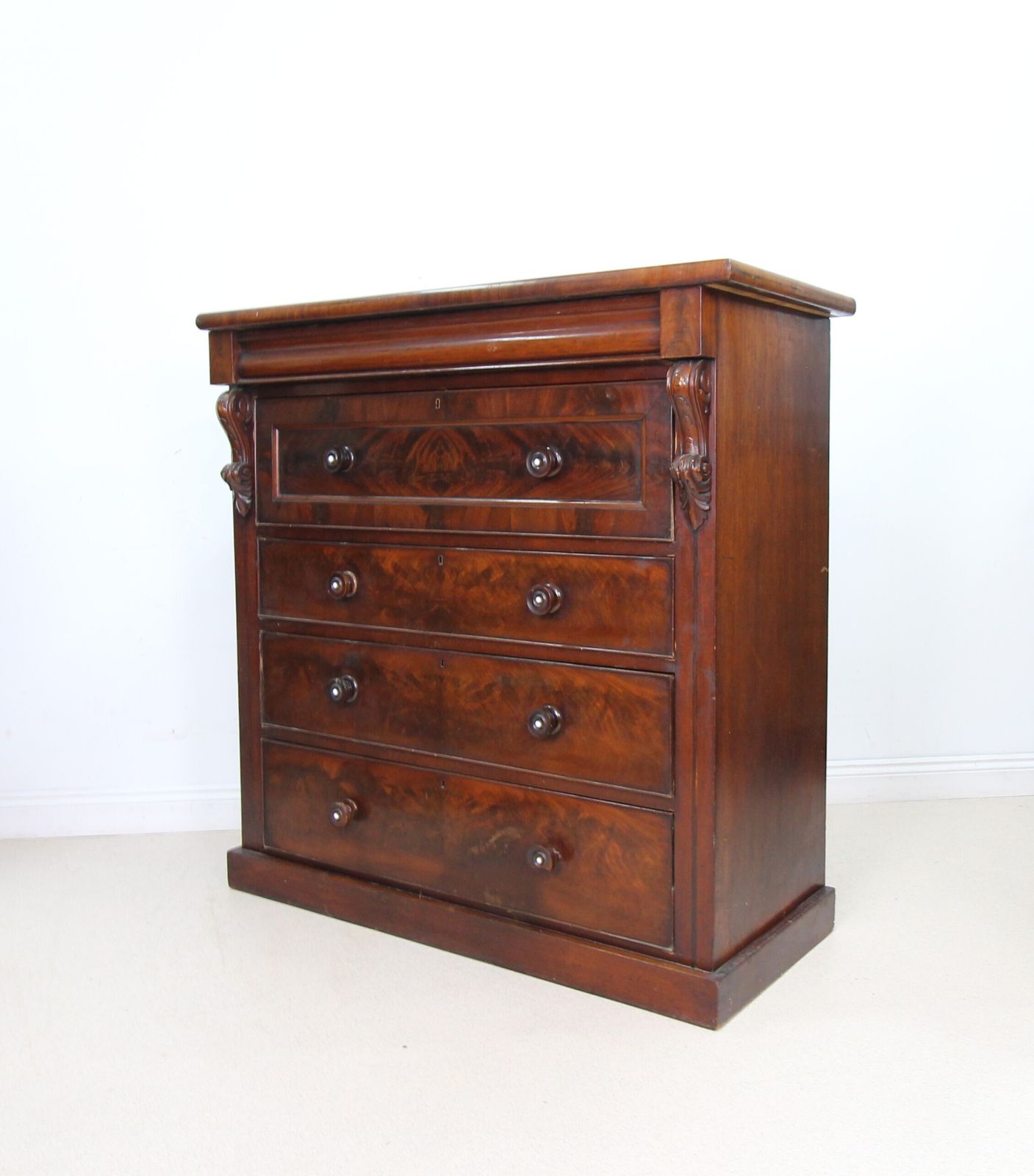 A Large Antique Scottish Kilmarnock Chest Of Drawers With Pearl Inlaid Drawer Knobs photo 425.0