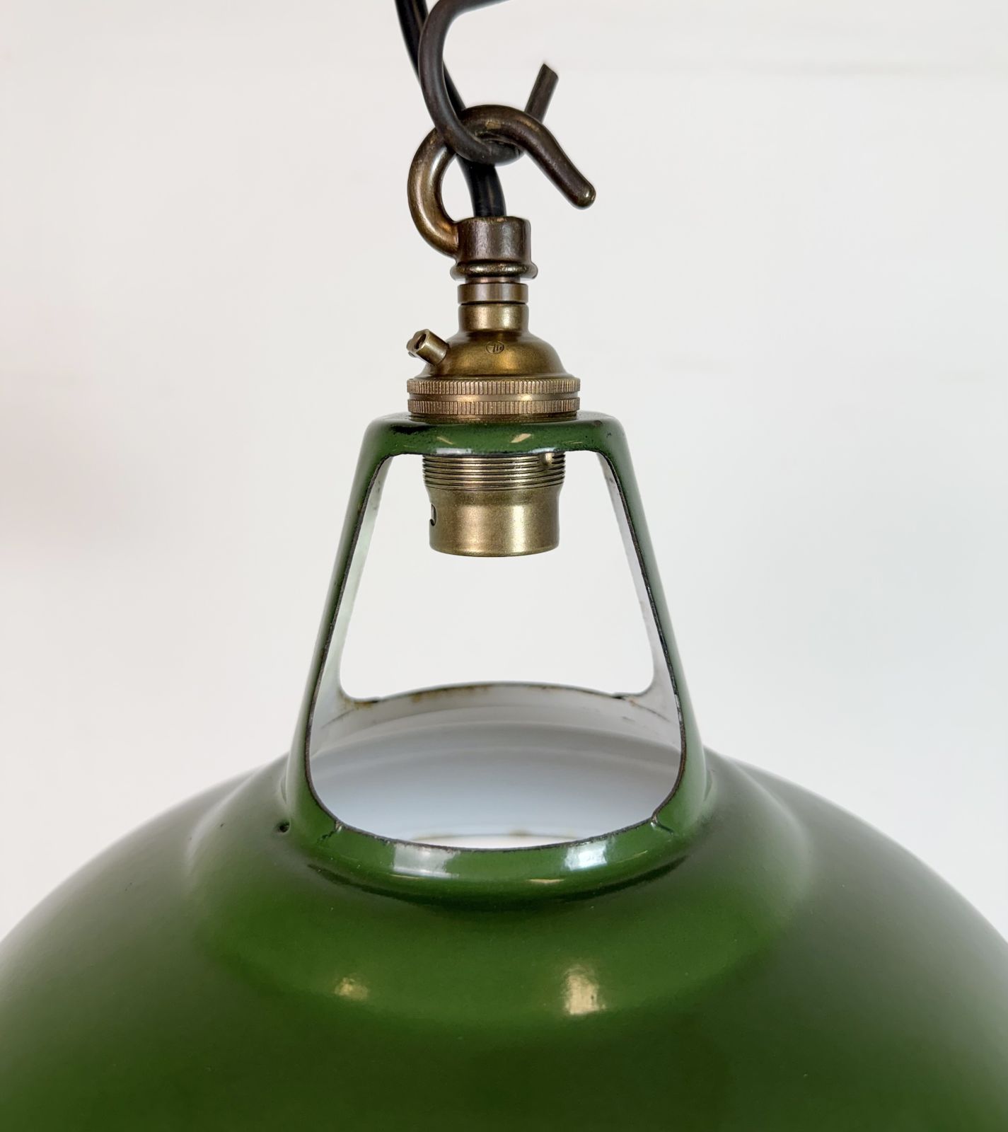 Industrial Green Enamel Factory Pendant Lamp From Coolicon, 1950s photo Lighting
