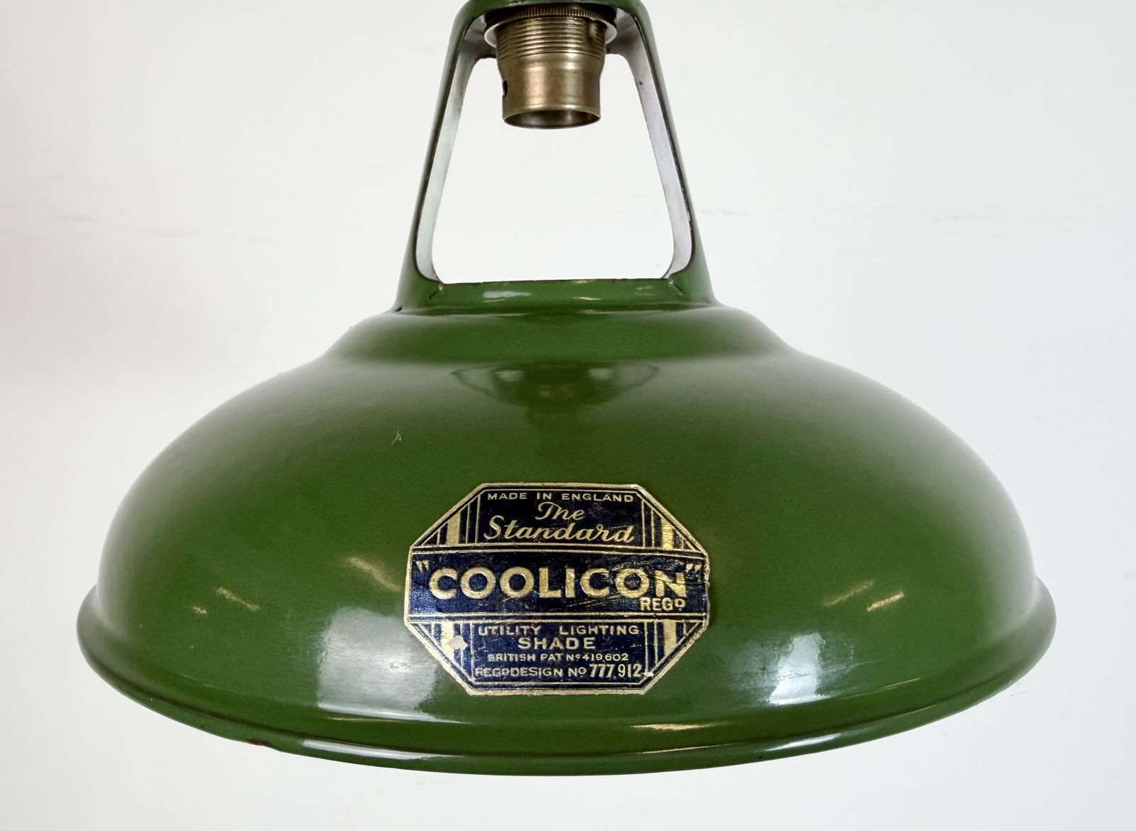 Industrial Green Enamel Factory Pendant Lamp From Coolicon, 1950s photo vinterior