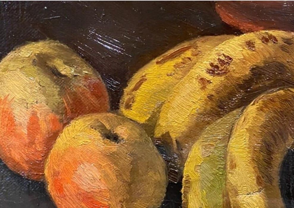 Original 20th Century Impressionist Oil Painting – Still Life Composition photo Art